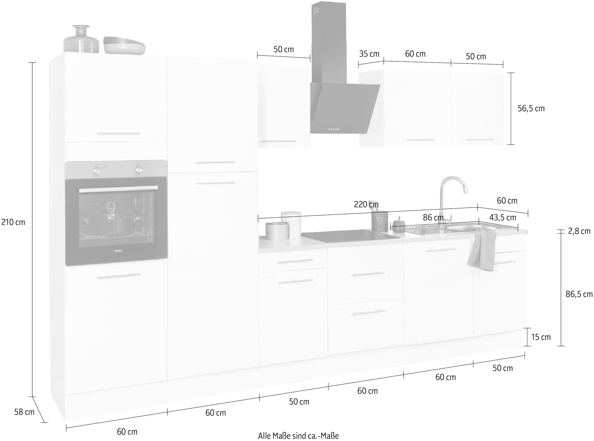 ❤ wiho Küchen Küchenzeile Füsse Jelmoli-Online Breite höhenverstellbare kaufen 340 im cm, »Ela«, Shop Soft-Close-Funktion