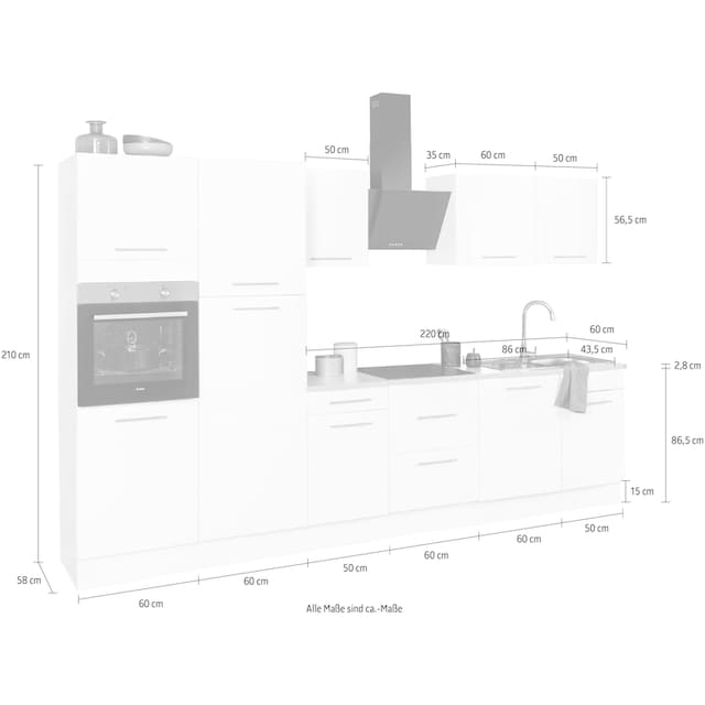 ❤ wiho Küchen Küchenzeile »Ela«, Breite 340 cm, Soft-Close-Funktion,  höhenverstellbare Füsse kaufen im Jelmoli-Online Shop