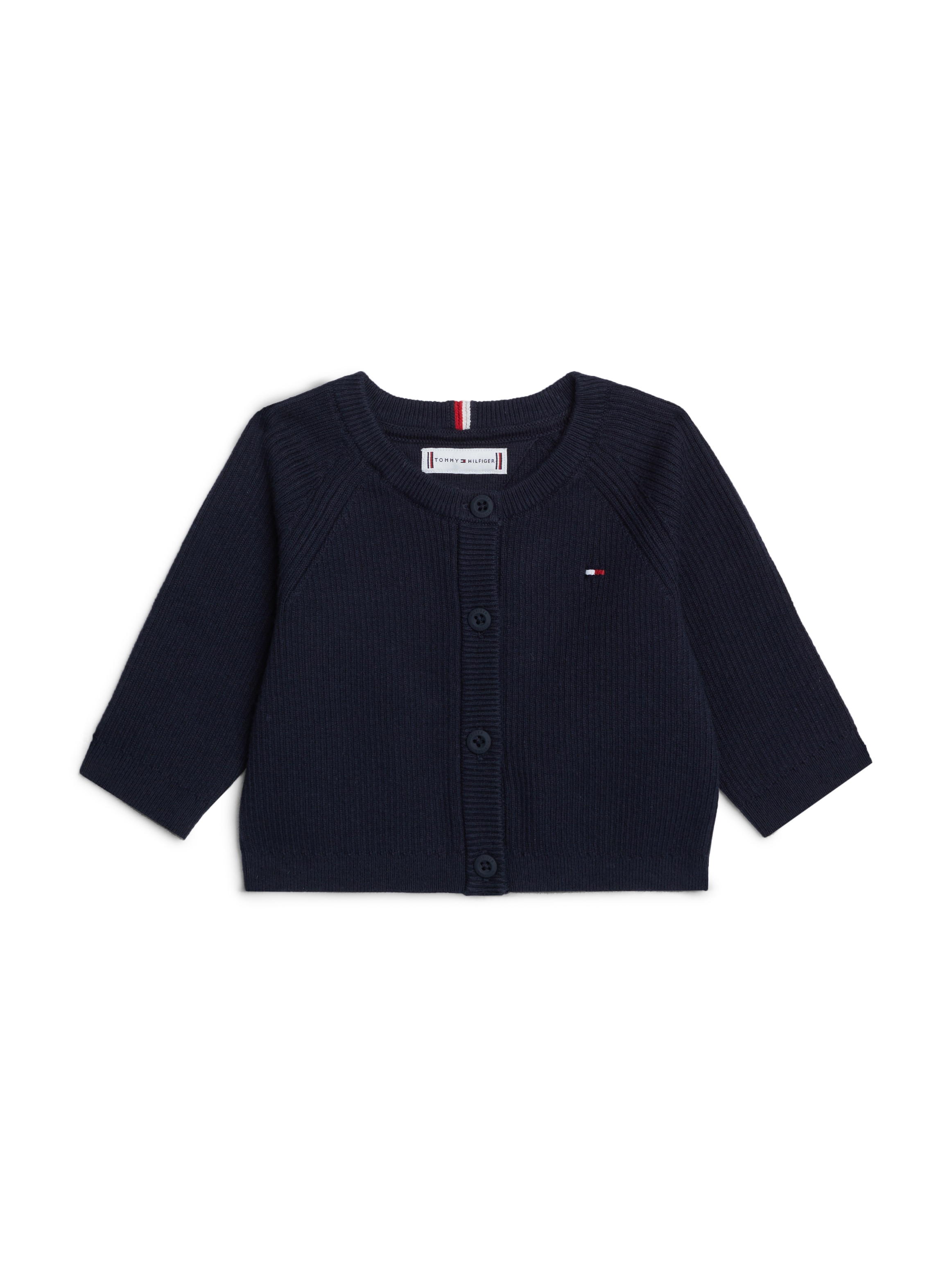 Tommy Hilfiger Strickjacke »ESSENTIAL REGULAR CARDIGAN LS«, Baby bis 2 Jahre mit Logostickerei