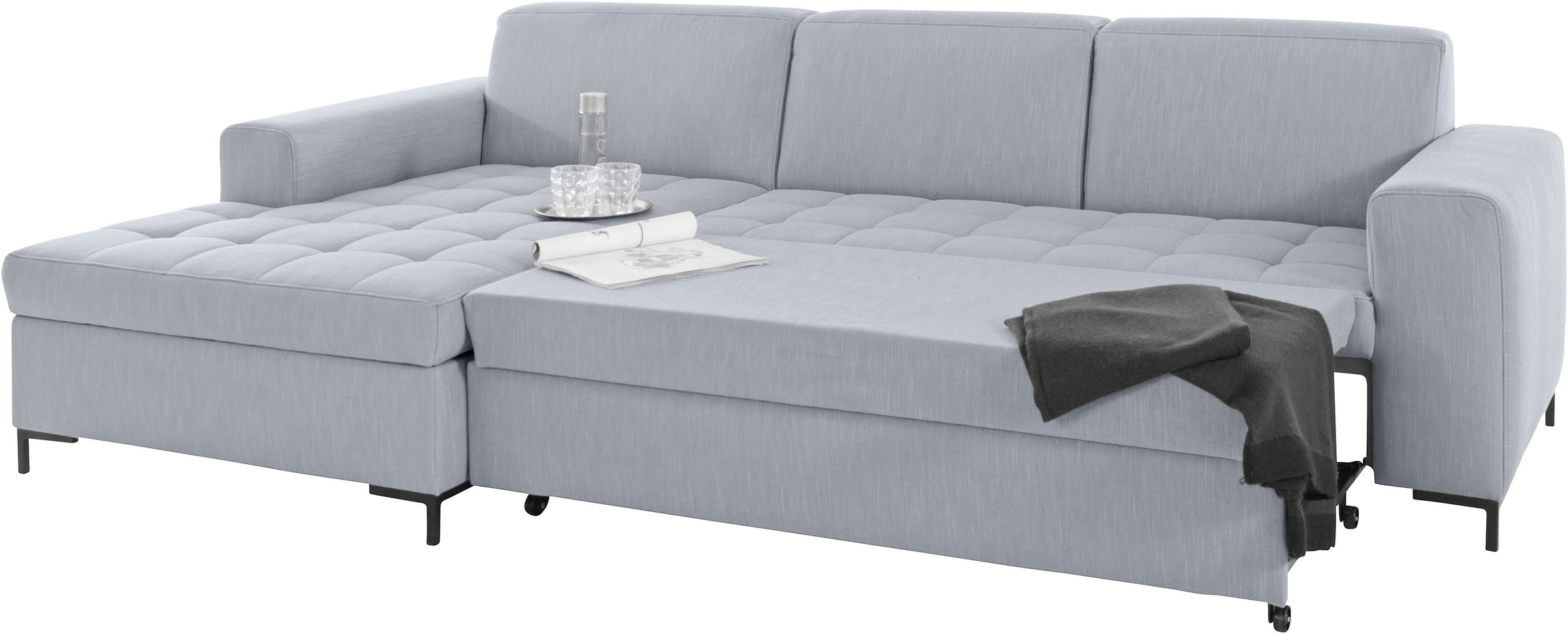 GOODproduct Ecksofa »Grazzo L-Form«, hochwertige Stoffe aus recyceltem Material, Steppung im Sitzbereich