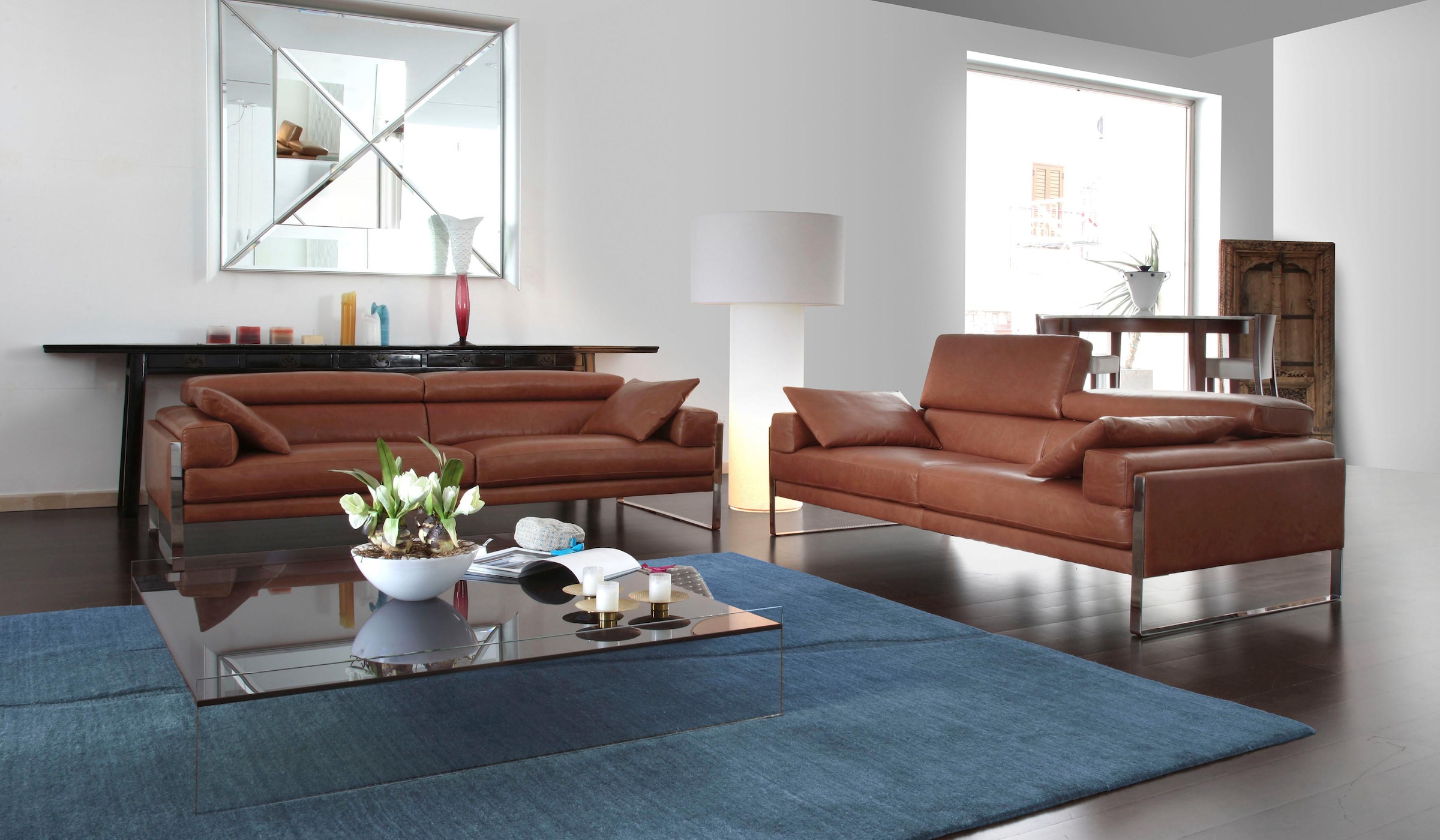 CALIA ITALIA 2-Sitzer »Romeo, Designsofa der Extraklasse mit tollem Sitzkomfort«, edle Design Kufenfüsse und edlem Lederbezug