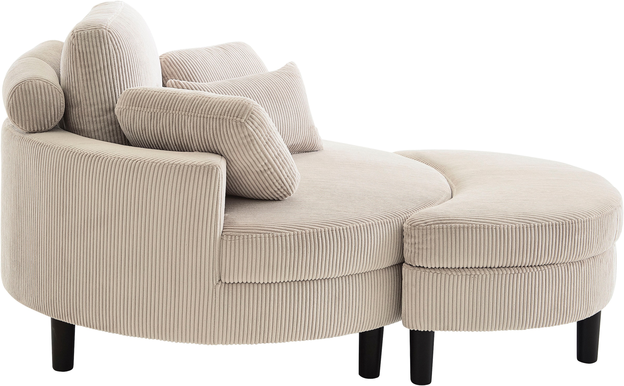 ATLANTIC home collection Loveseat »Ravi, B: 114 cm«, XXL- Sessel, mit Stauraumhocker, Rückenstütze & 4 Zierkissen