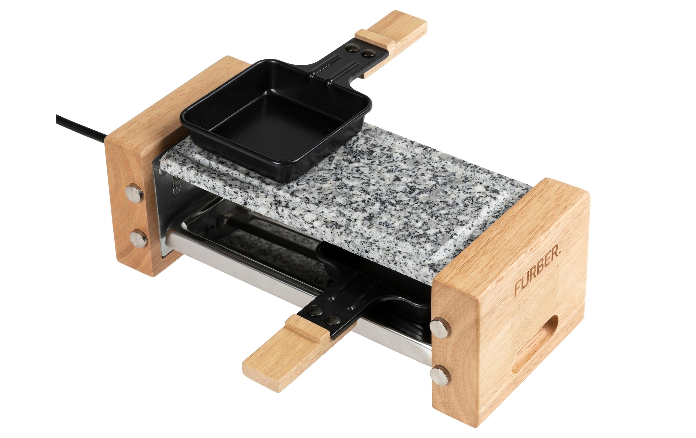 FURBER Raclette »Raclette-Grill 2P Holz/Stein«, 350 W