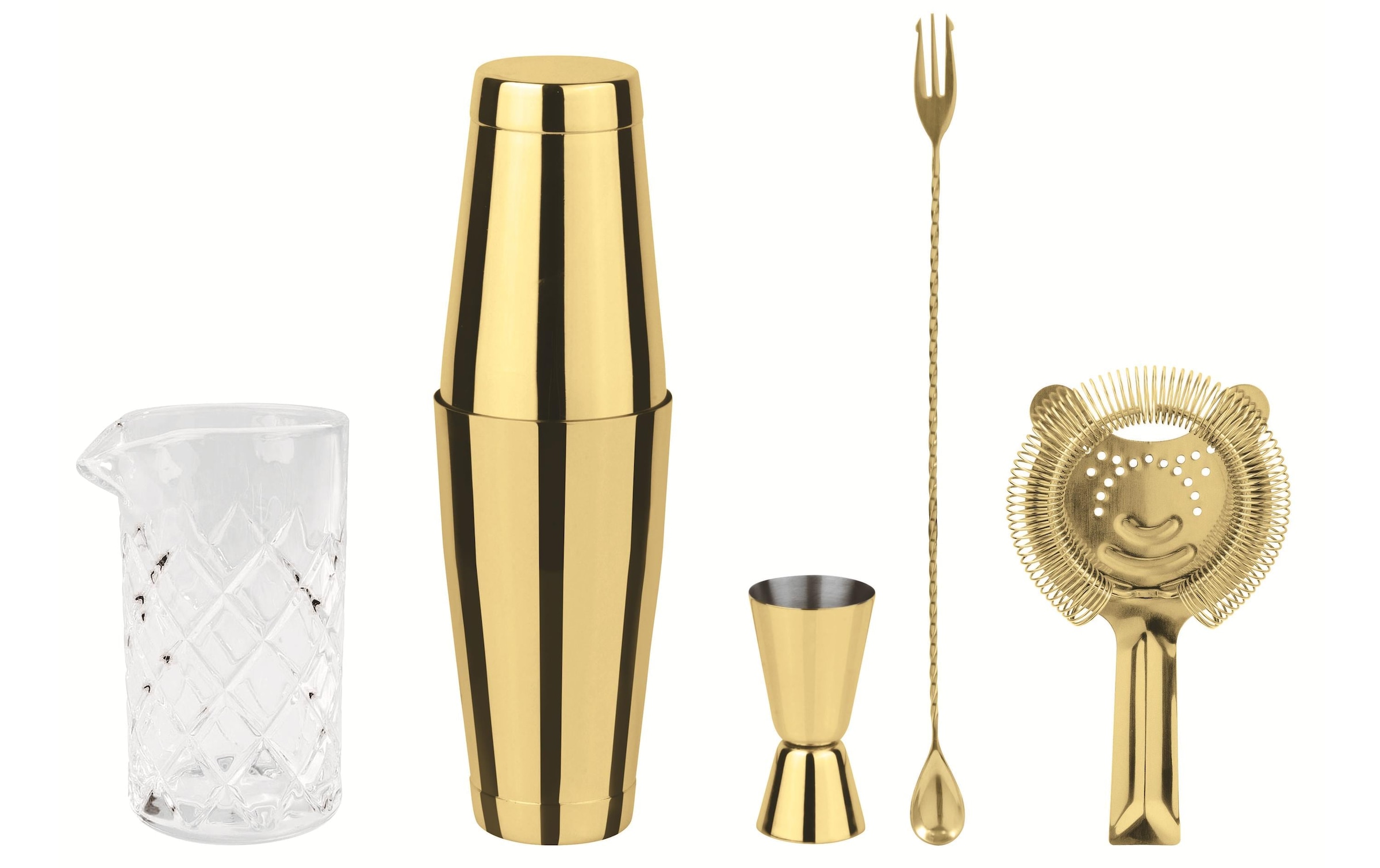 Cocktail Shaker »Paderno Set Crystal 0.79 l, Goldfarben/Weiss«