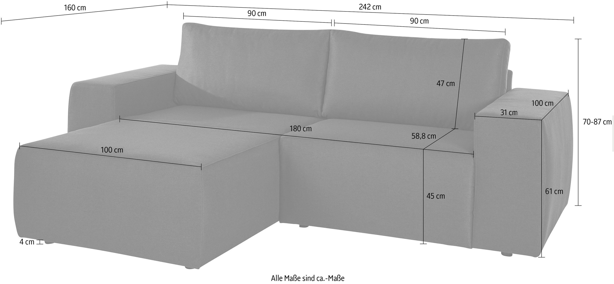 LOOKS by Wolfgang Joop Ecksofa »LooksII L-Form«, geradlinig und komfortabel