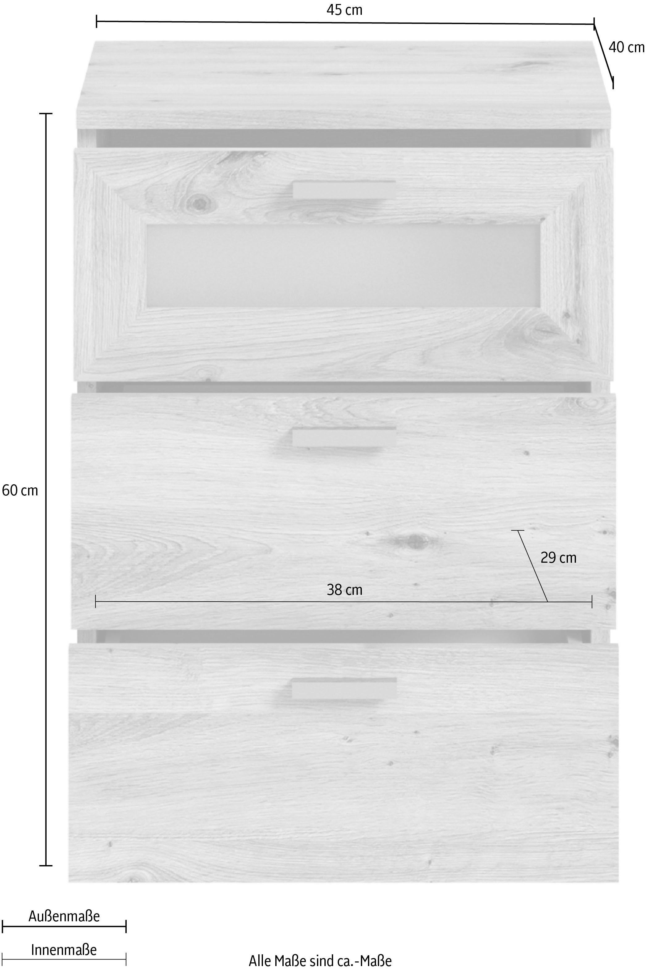 INOSIGN Nachtkonsole »Onex, Breite 45 cm, mit Glasfront im Schubkasten,vielseitig einsetzbar«, in verschiedenen Farben, Nachttisch, Nachtschrank