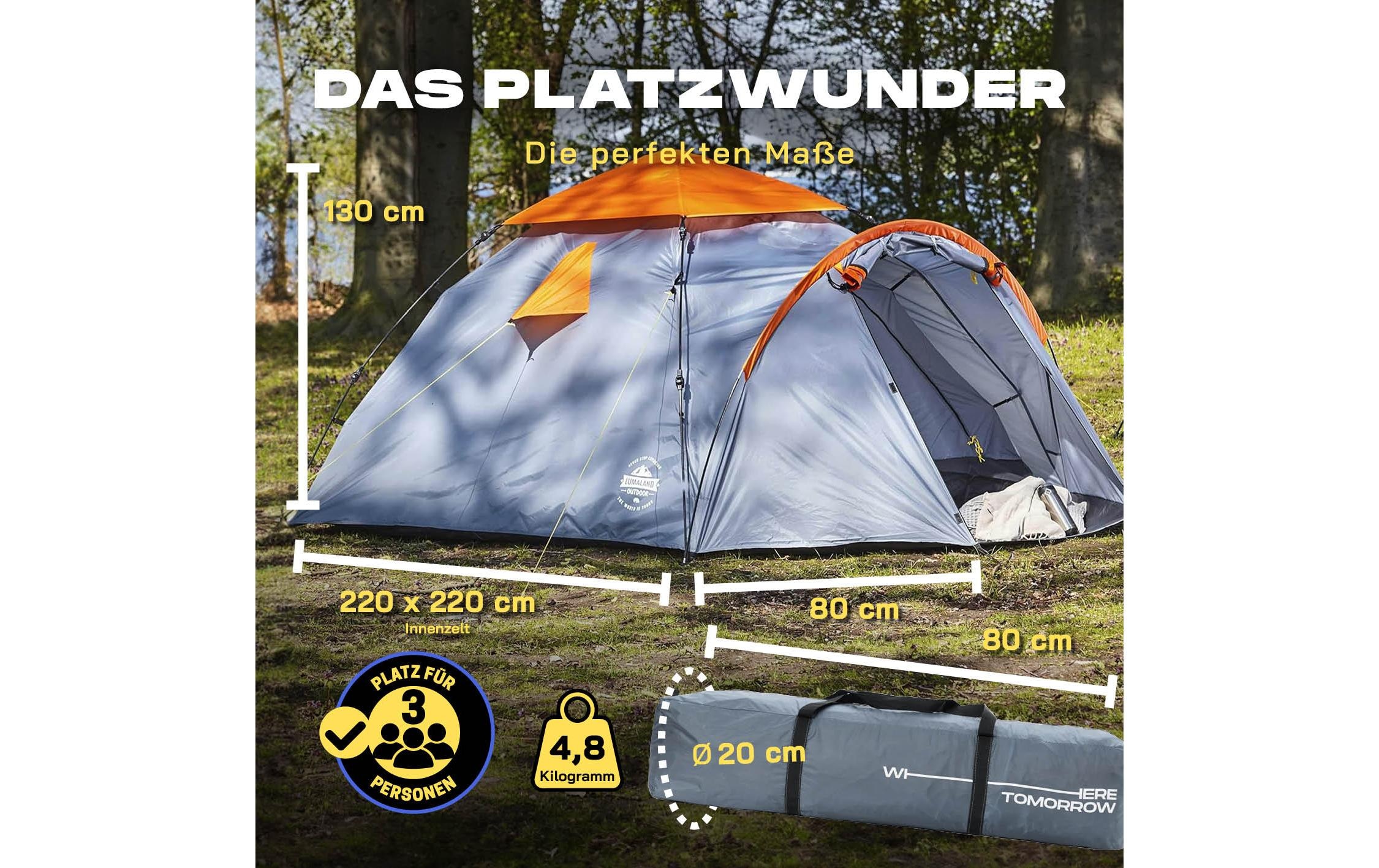 Wurfzelt »Where tomorrow Personenzelt Pop-Up«, 3 Personen