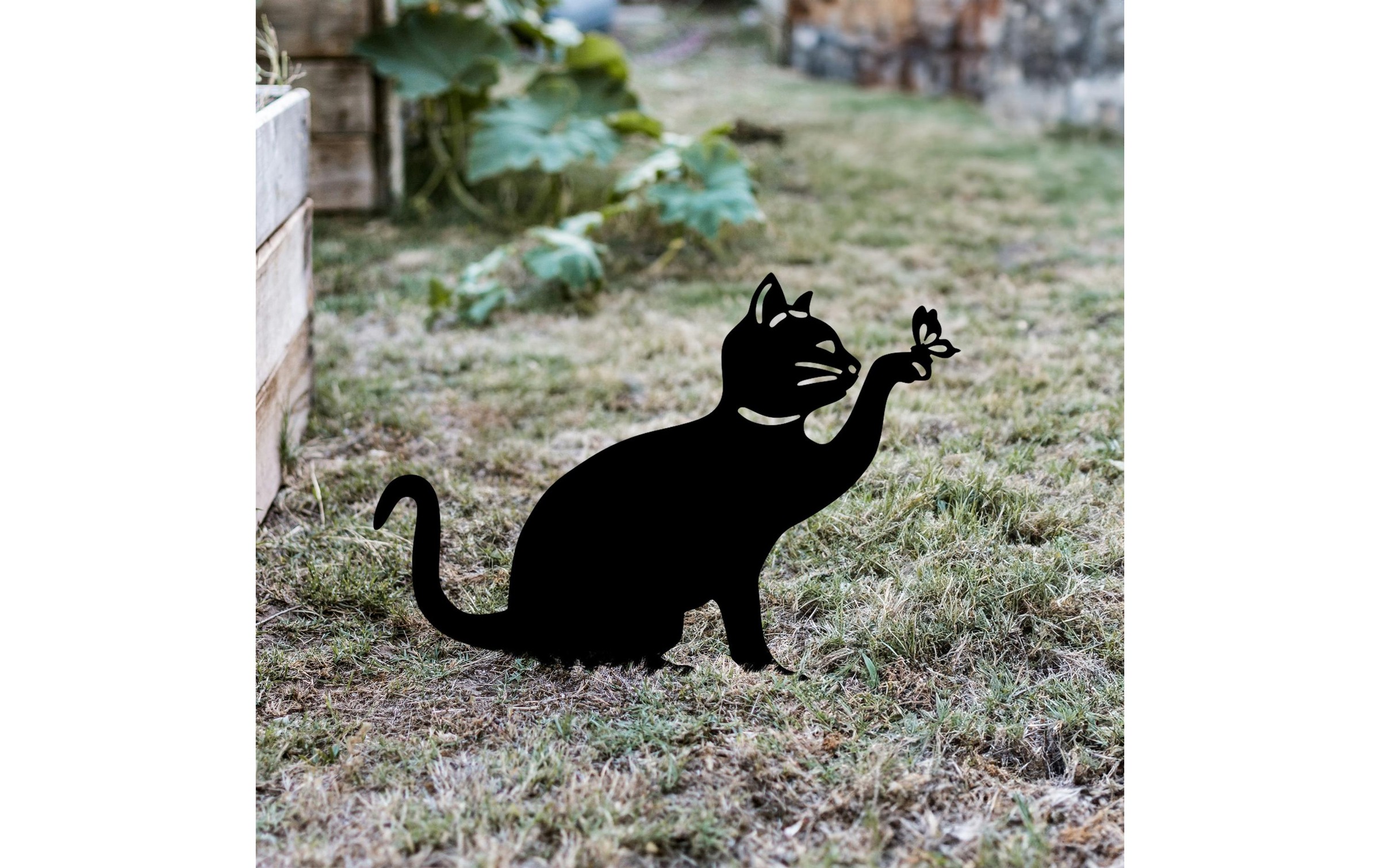 Gartenfigur »Wallxpert Katze mit Schmeterling 36 x 31 cm«