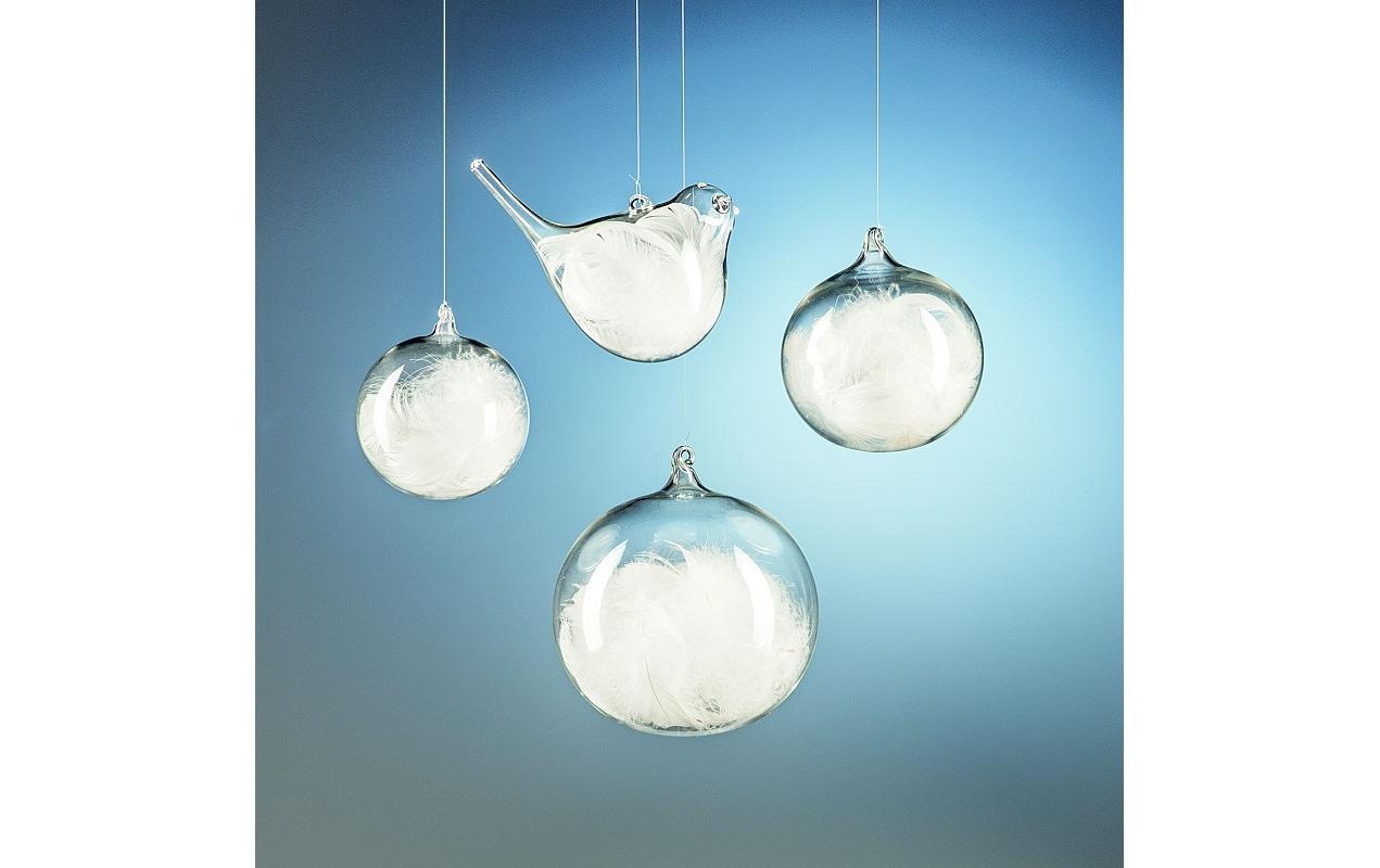 Glasi Hergiswil Weihnachtsbaumkugel »mit Federn Ø 7 cm, aus Glas«, (1 St.)