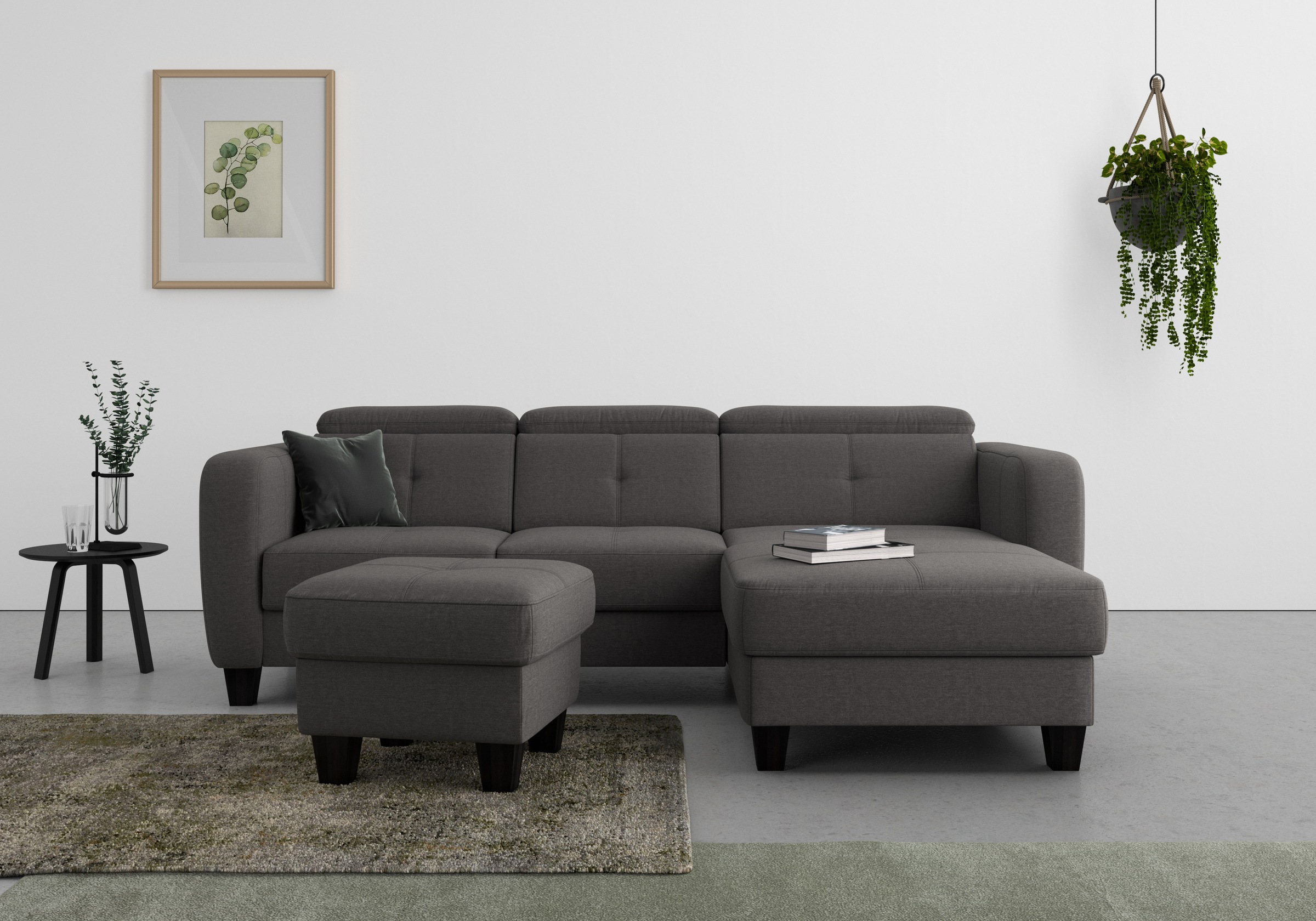 sit&more Ecksofa »Belluci L-Form«, inklusive Federkern, wahlweise mit Bettfunktion und Bettkasten