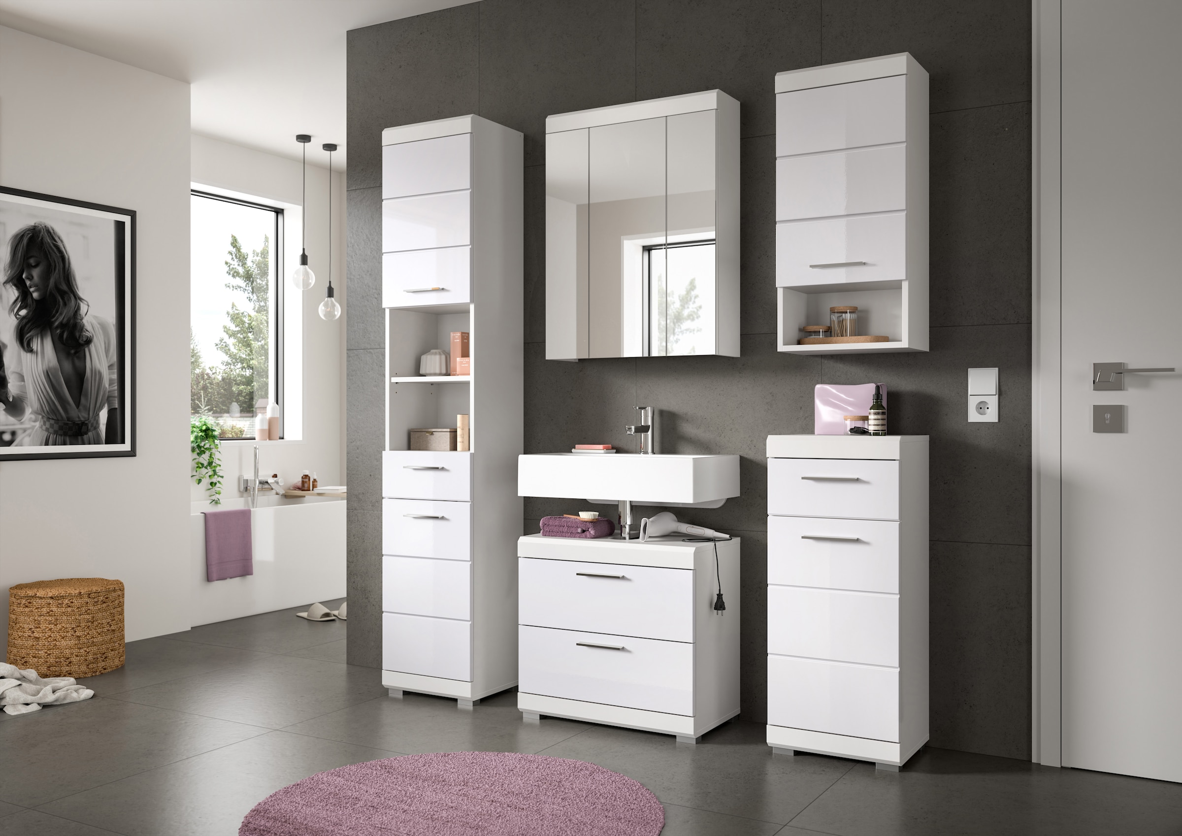 INOSIGN Waschbeckenunterschrank »Siena, Breite 60cm, 2 Tür, 2 Fächer, mit Siphonausschnitt, MDF-Front«, (1 St.), in verschiedenen Farben erhältlich, Badmöbel, Badschrank, Kommode, Bad