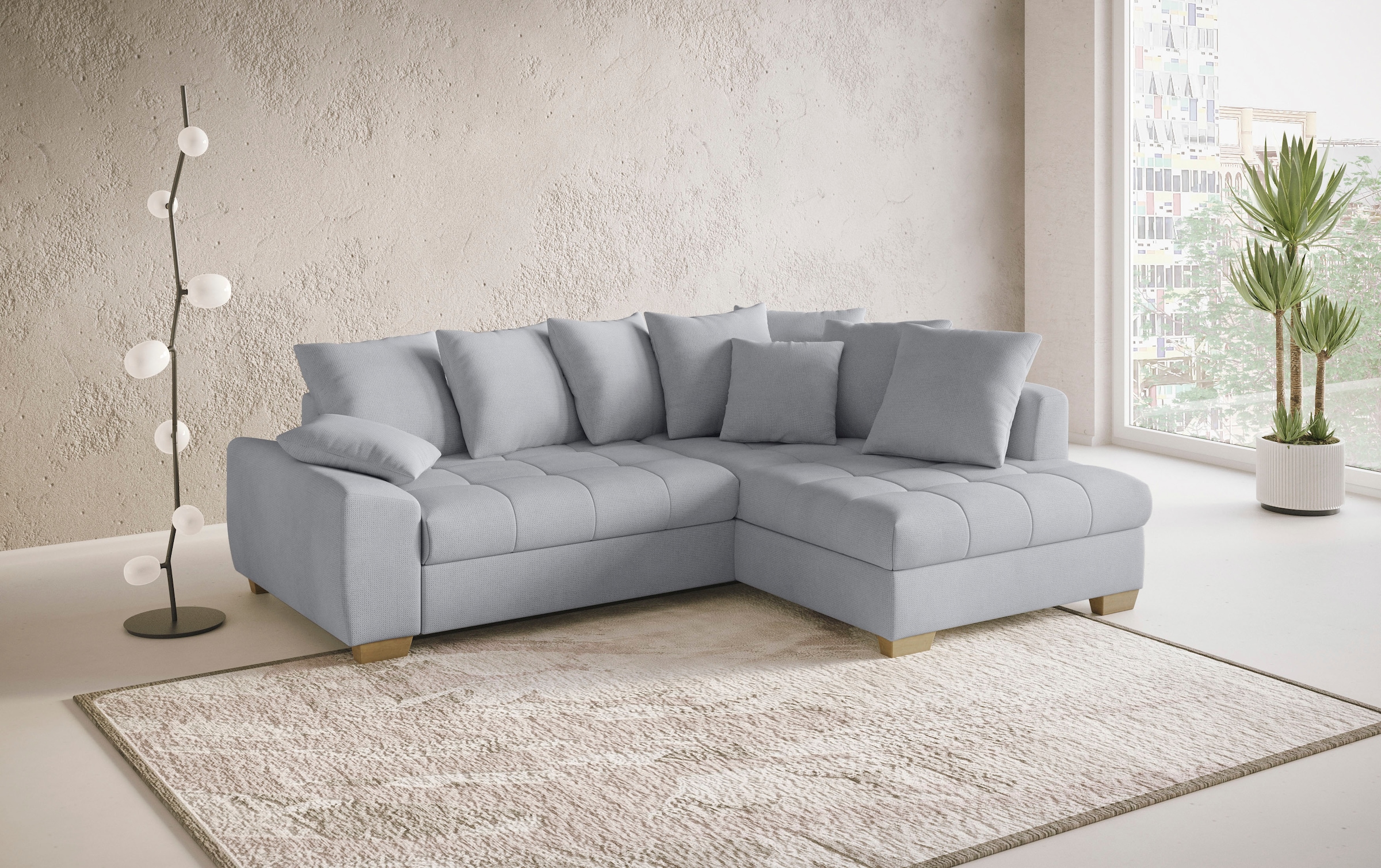 Mr. Couch Ecksofa »Nikita II, L-Form«, Wahlweise mit Bettfunktion, Bettkasten & RGB-LED-Beleuchtung