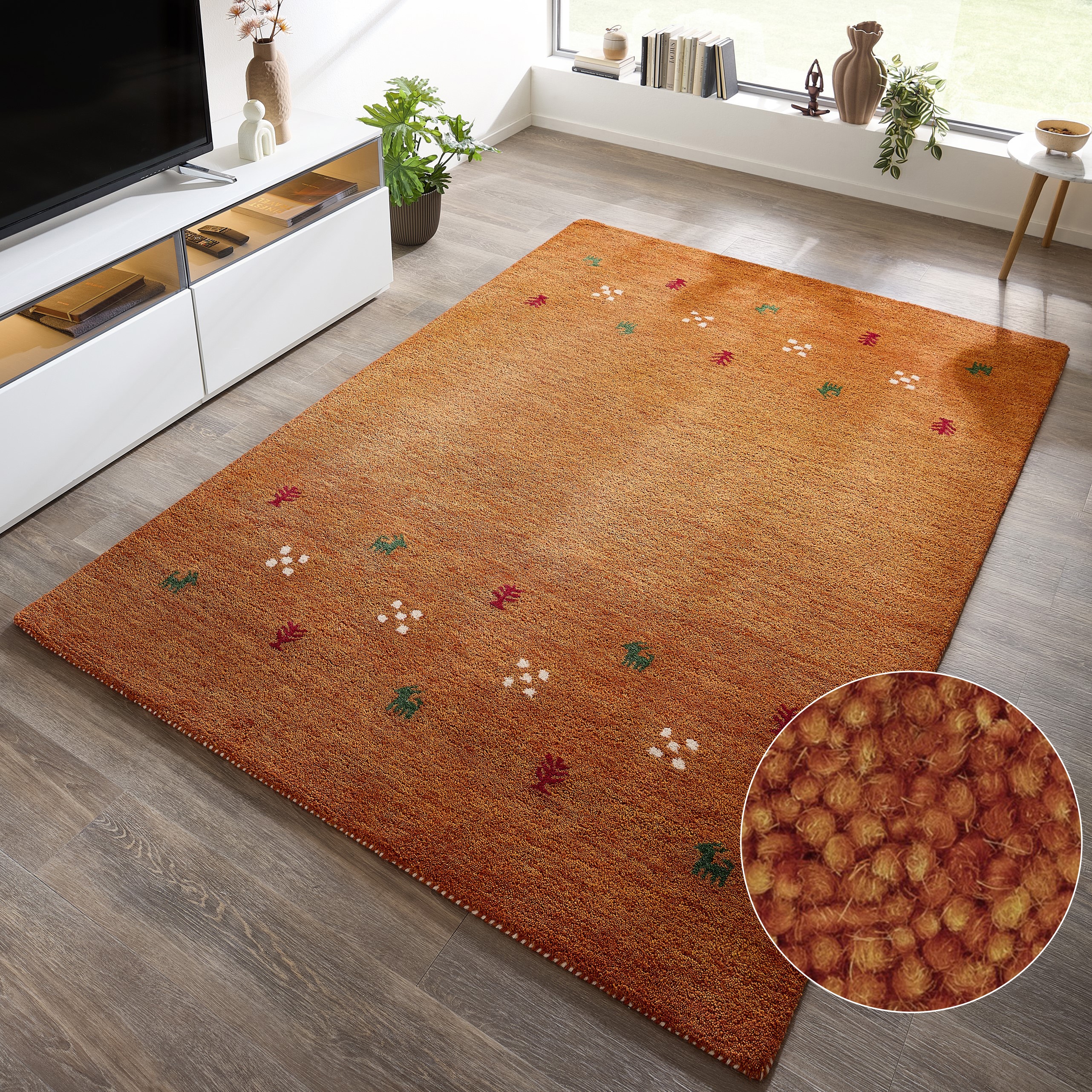 THEKO Wollteppich »Gabbeh Motiv, Handgefertigt, Teppich, Tiermotiv, reine Wolle« rechteckig 14 mm Höhe reine Wolle, handgewebt, Wohnzimmer, Schlafzimmer, Esszimmer