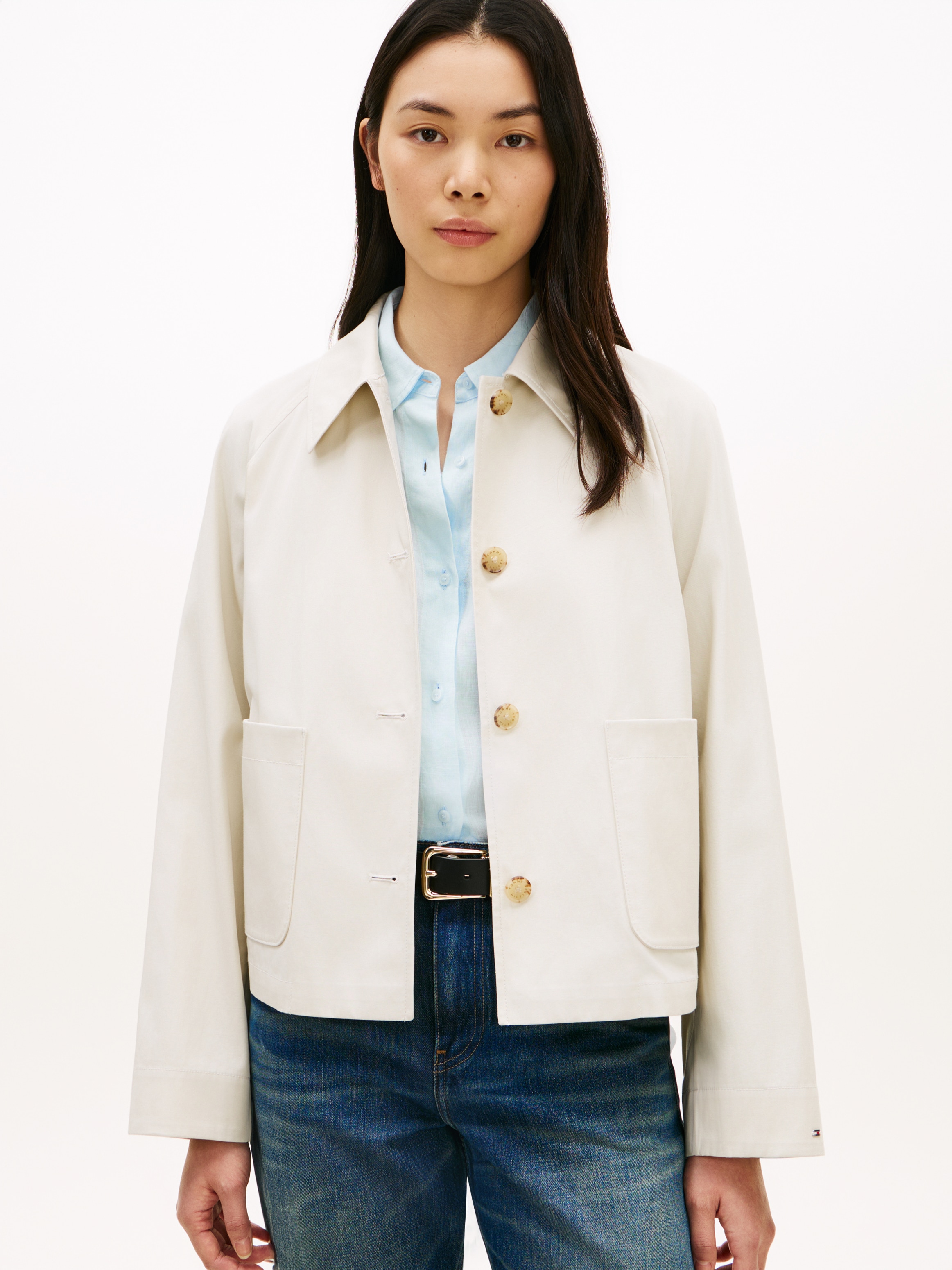 Tommy Hilfiger Kurzjacke "COTTON SHORT JACKET" mit aufgesetzten Taschen, Relaxed Fit