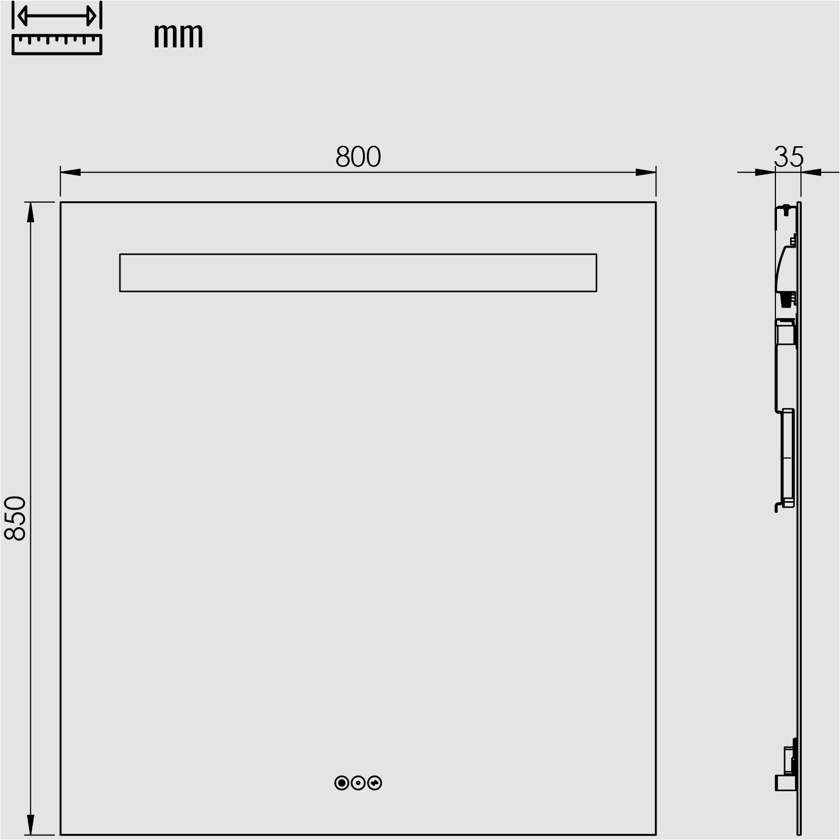 Loevschall Badspiegel »Lökken Quadratisch, Badzimmerspiegel mit LED Beleuchtung, Lichtspiegel«, Touchpanel für Lichtsteuerung, Verstellbarer Spiegel, Dänisches Design