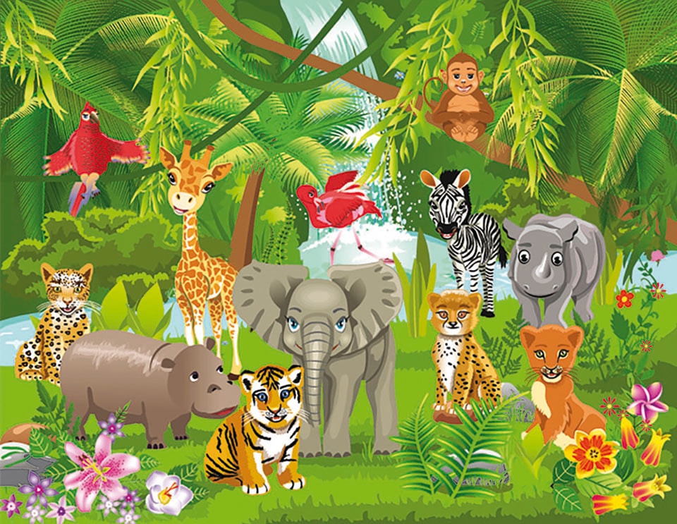 Papermoon Fototapete »Kids Jungle Animals«