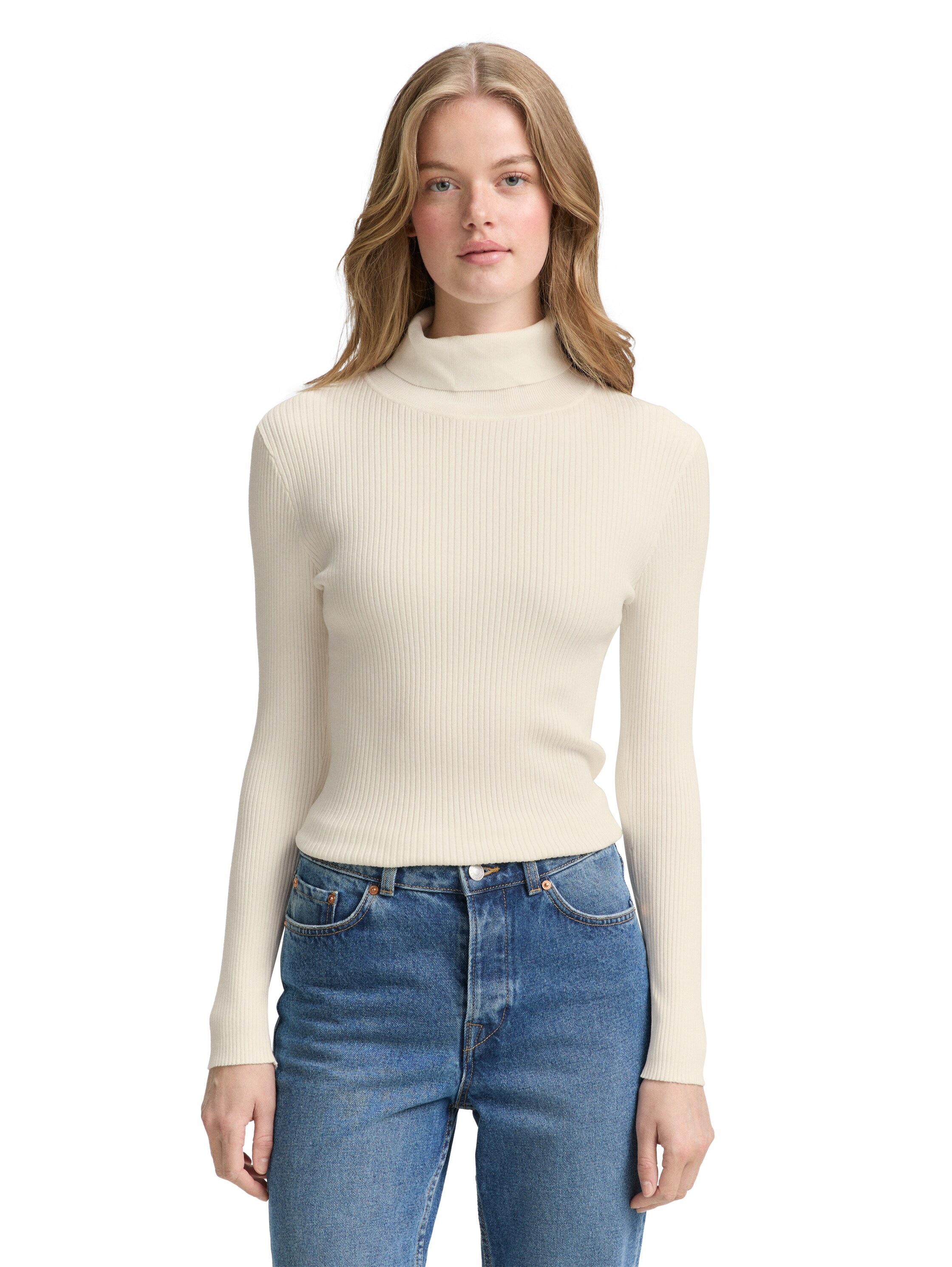 TOM TAILOR Denim Rollkragenpullover in Strick-Optik