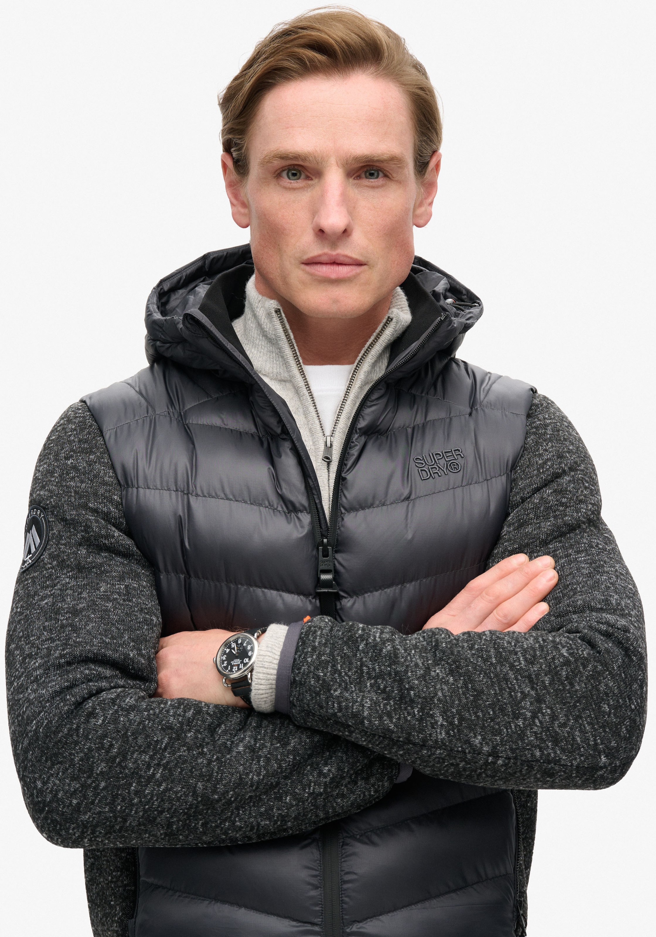 Superdry Steppjacke »Hooded Knit Storm Hybrid Jkt«