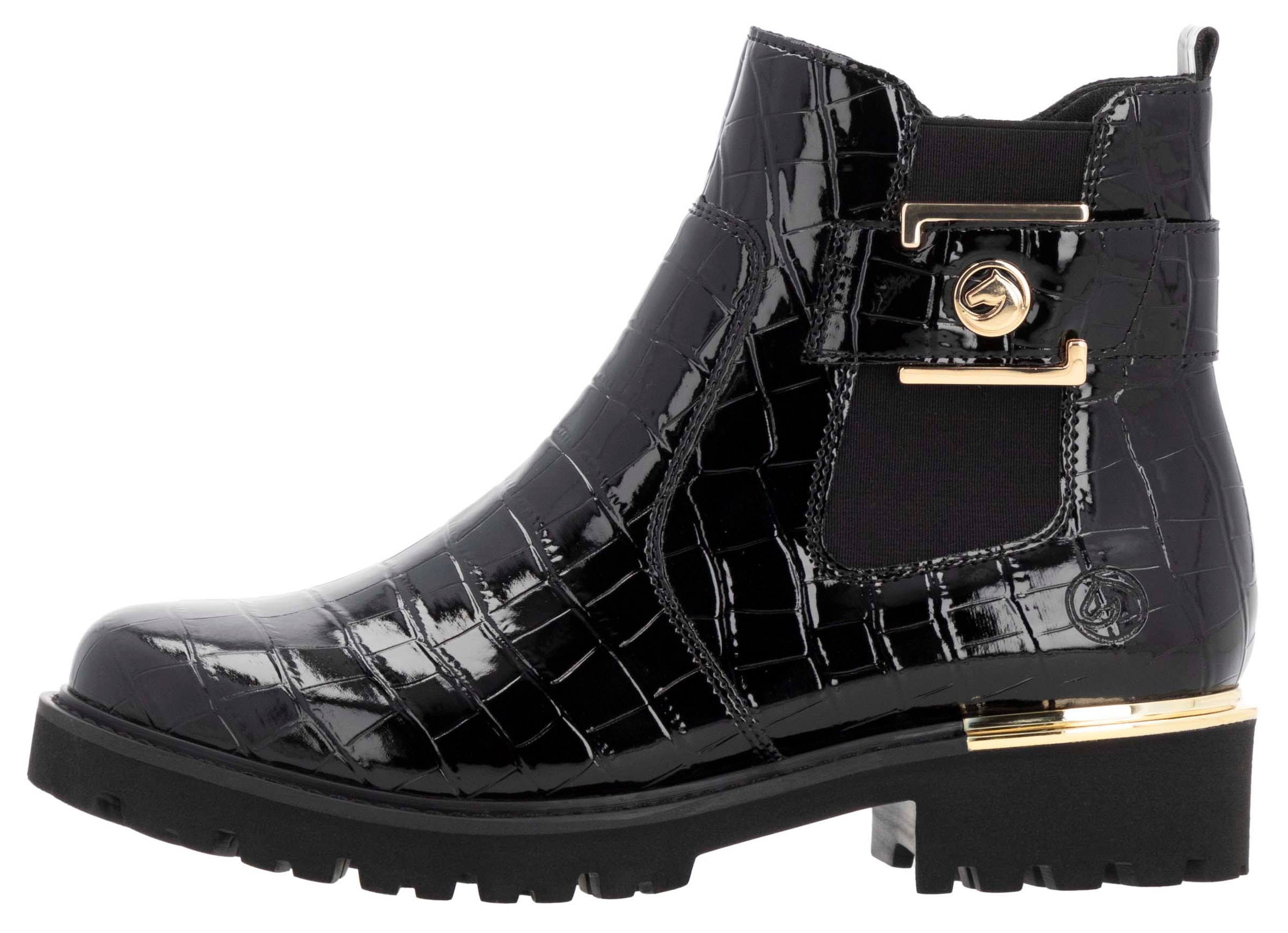 Remonte Chelseaboots, Blockabsatz, Boots, Stiefelette mit praktischem Innen-Reissverschluss