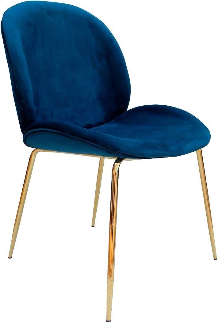 Lot de 2 chaises design "charlize" 90cm bleu & or