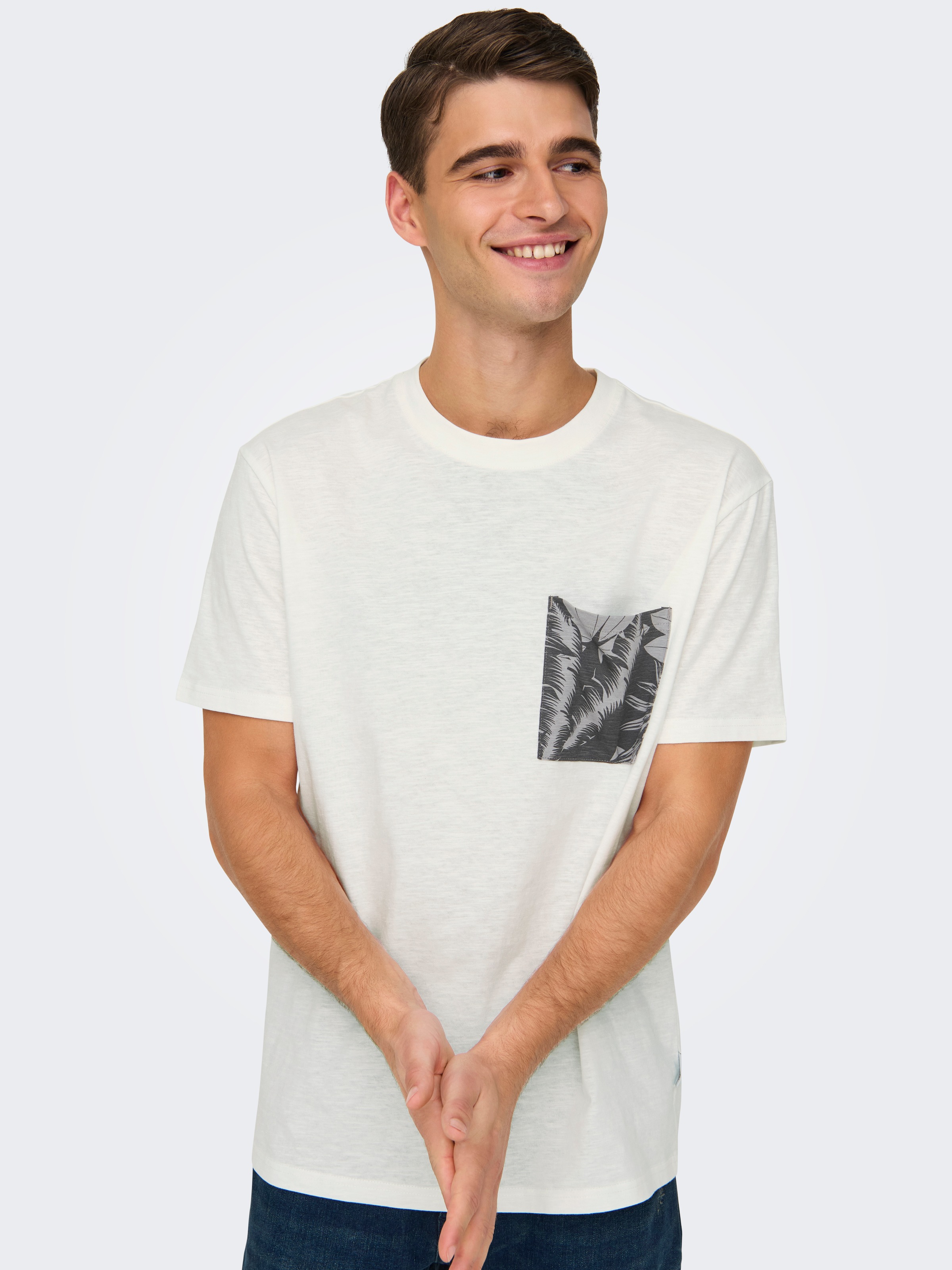 ONLY & SONS Rundhalsshirt »ONSPERRY LIFE REG LEAF POCKETTEE«