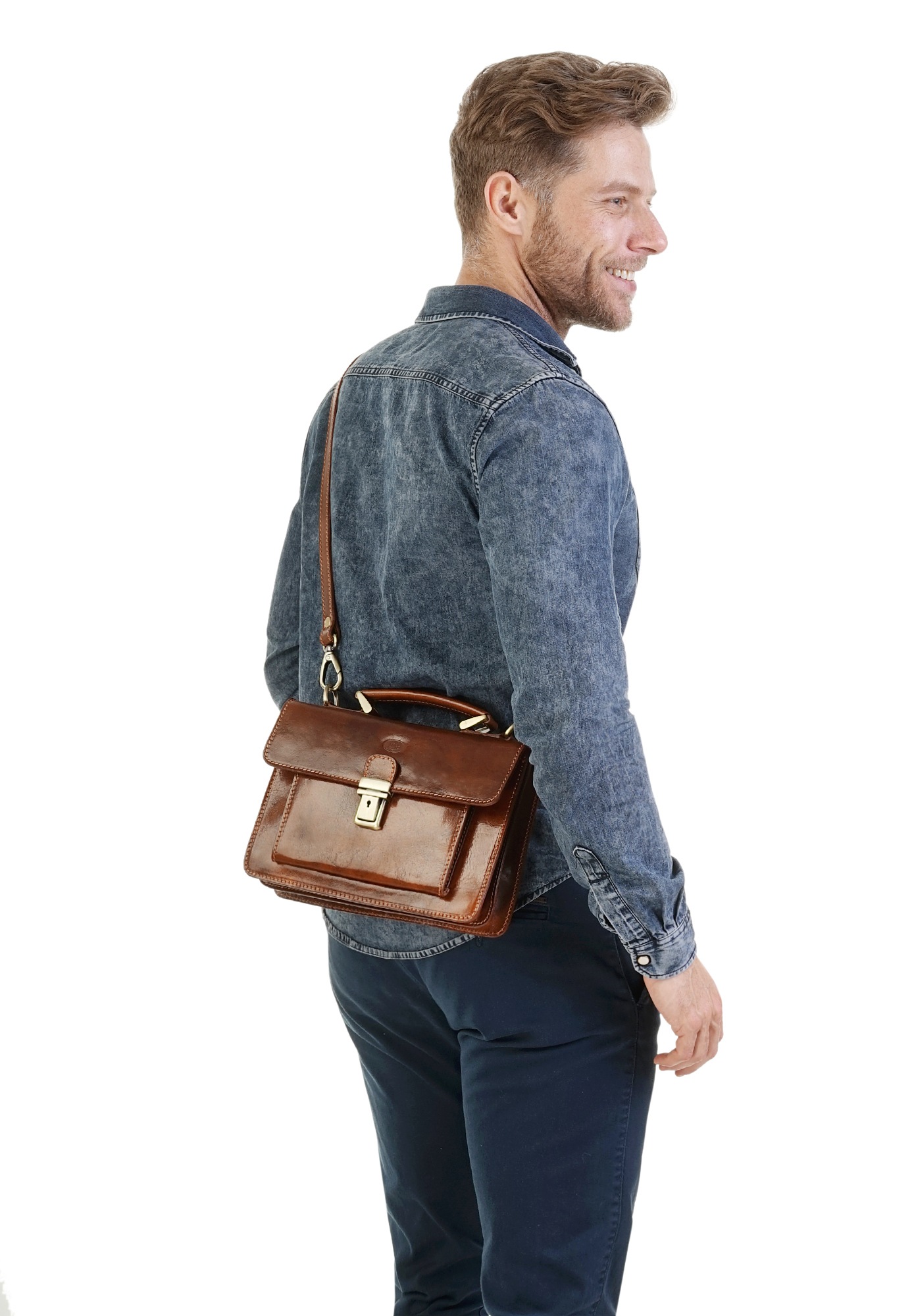 Piké Umhängetasche, echt Leder, Made in Italy