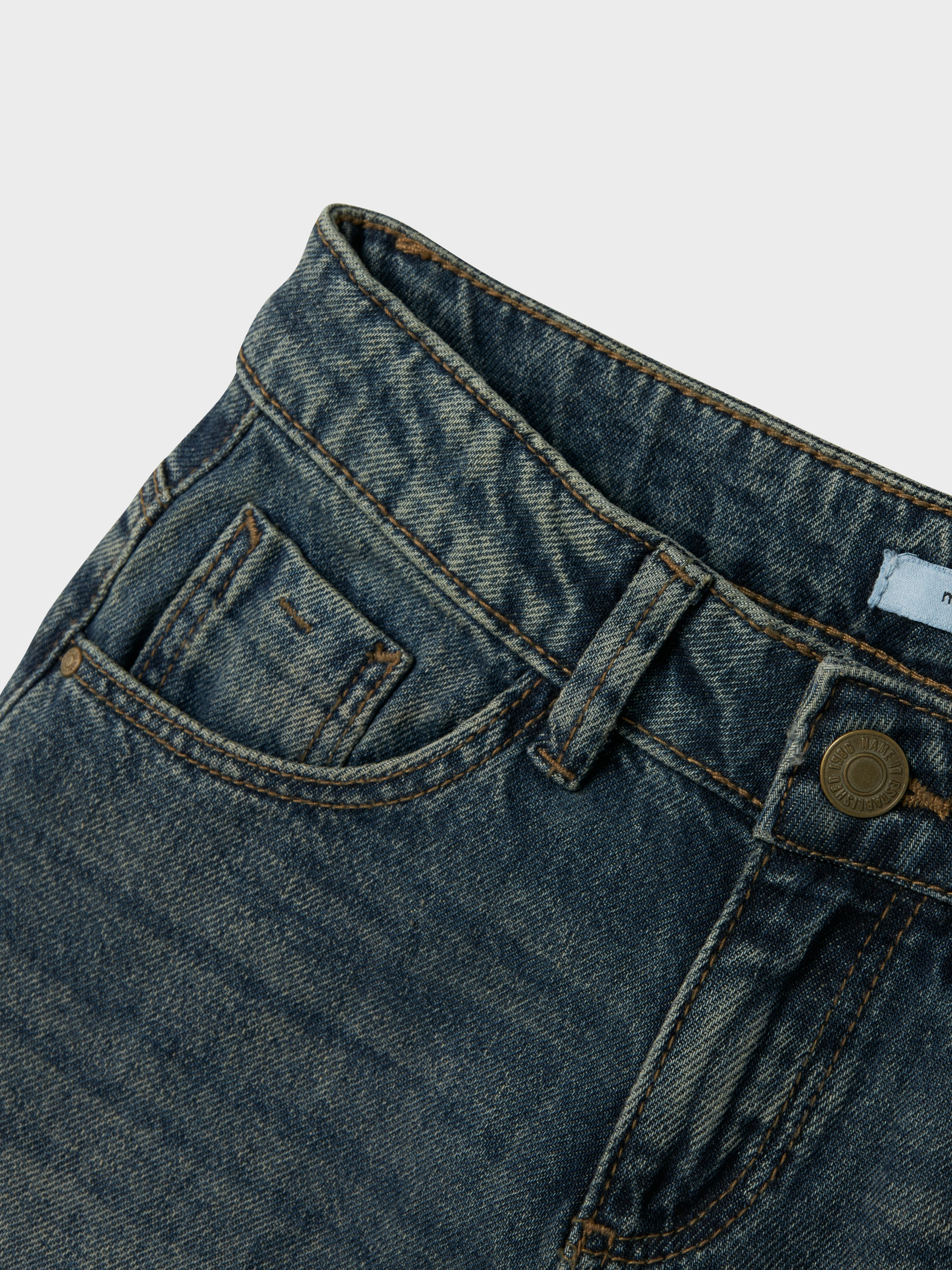 Name It Weite Jeans »NKFROSE für Mädchen mit weitem Bein und klassischem Sitz«, normal, Denim, Abriebeffekte, Reissverschluss