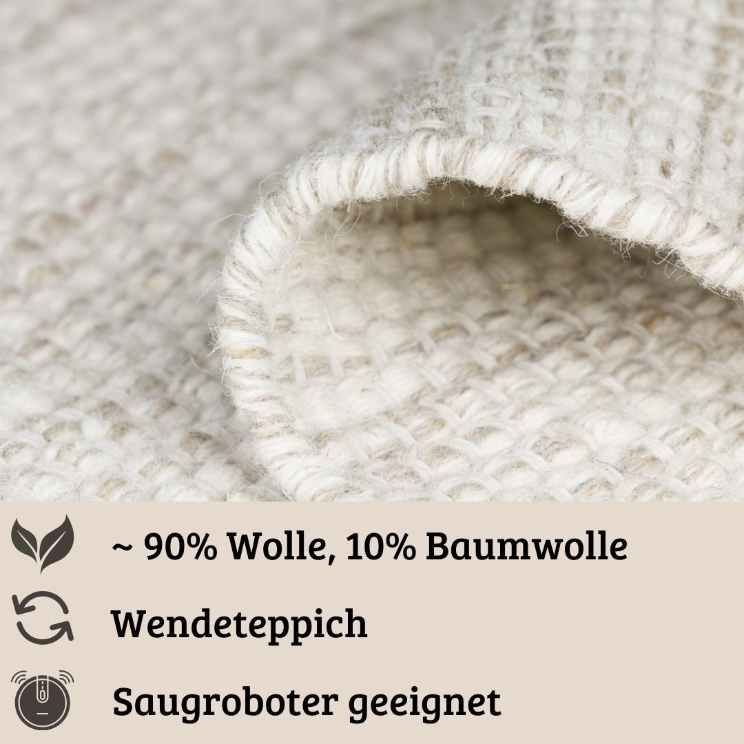 my home Wollteppich »Wolltraum Passion«, rund, 10 mm Höhe, Wendeteppich, handgewebt, melierte Optik, reine Wolle, Wohnzimmer