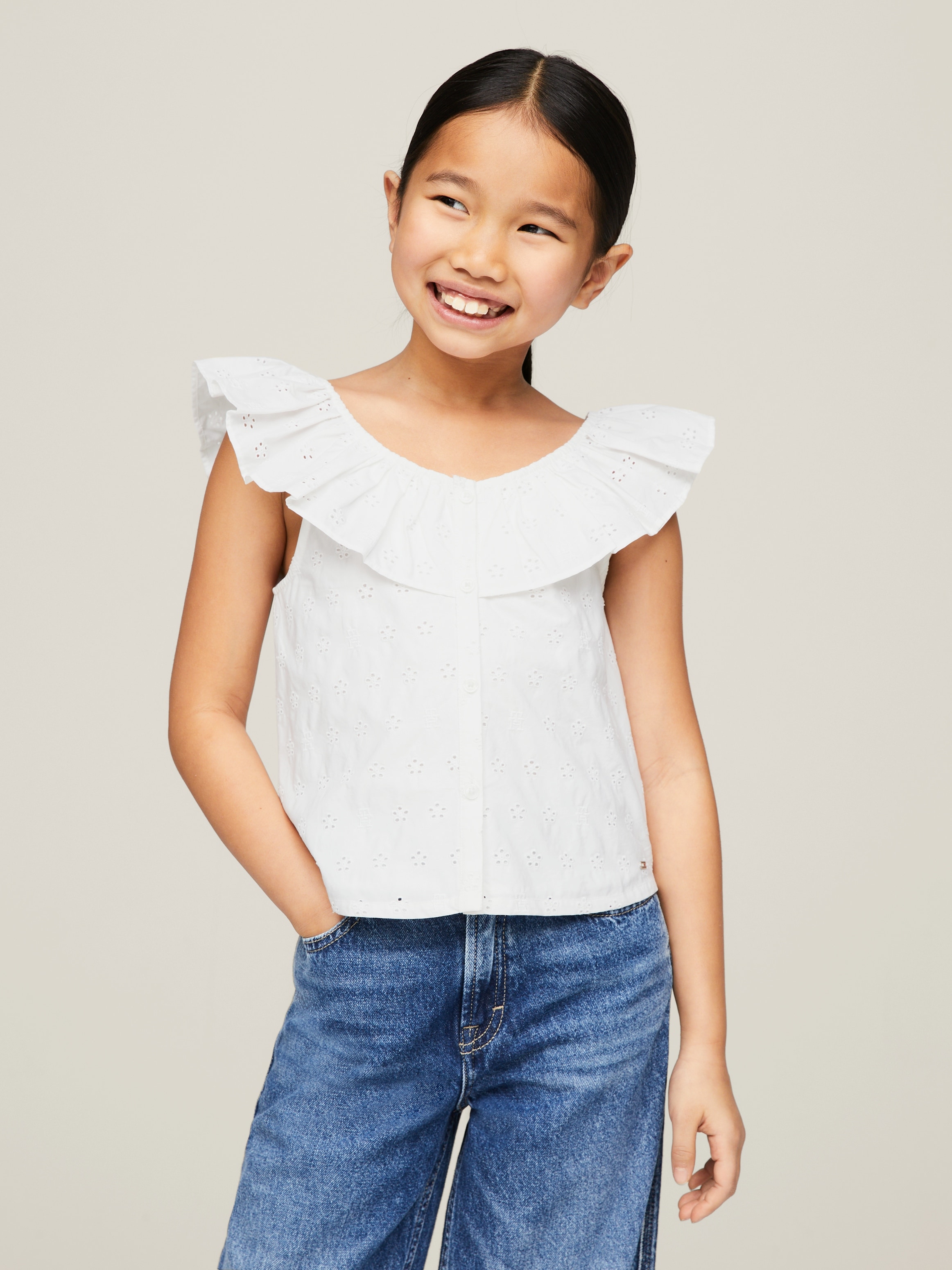 Tommy Hilfiger Babydollshirt »BRODERIE ANGLAISE FRILL TOP«, Baby bis 2 Jahre