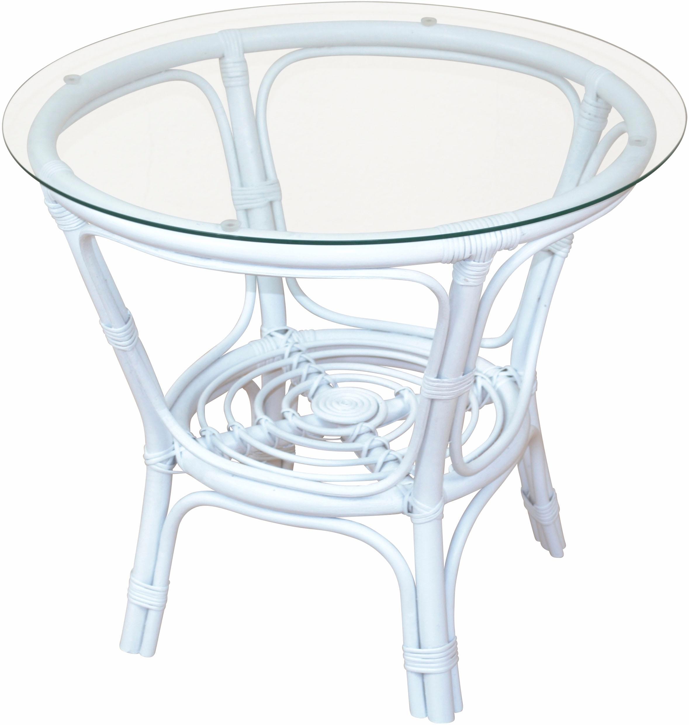 Home Affaire, Home affaire Esstisch gemütliche Rattanmöbel ideal für Wohnraum oder Wintergarten, weiß, B/H/T: 70 cm x 57 cm x 70 cm