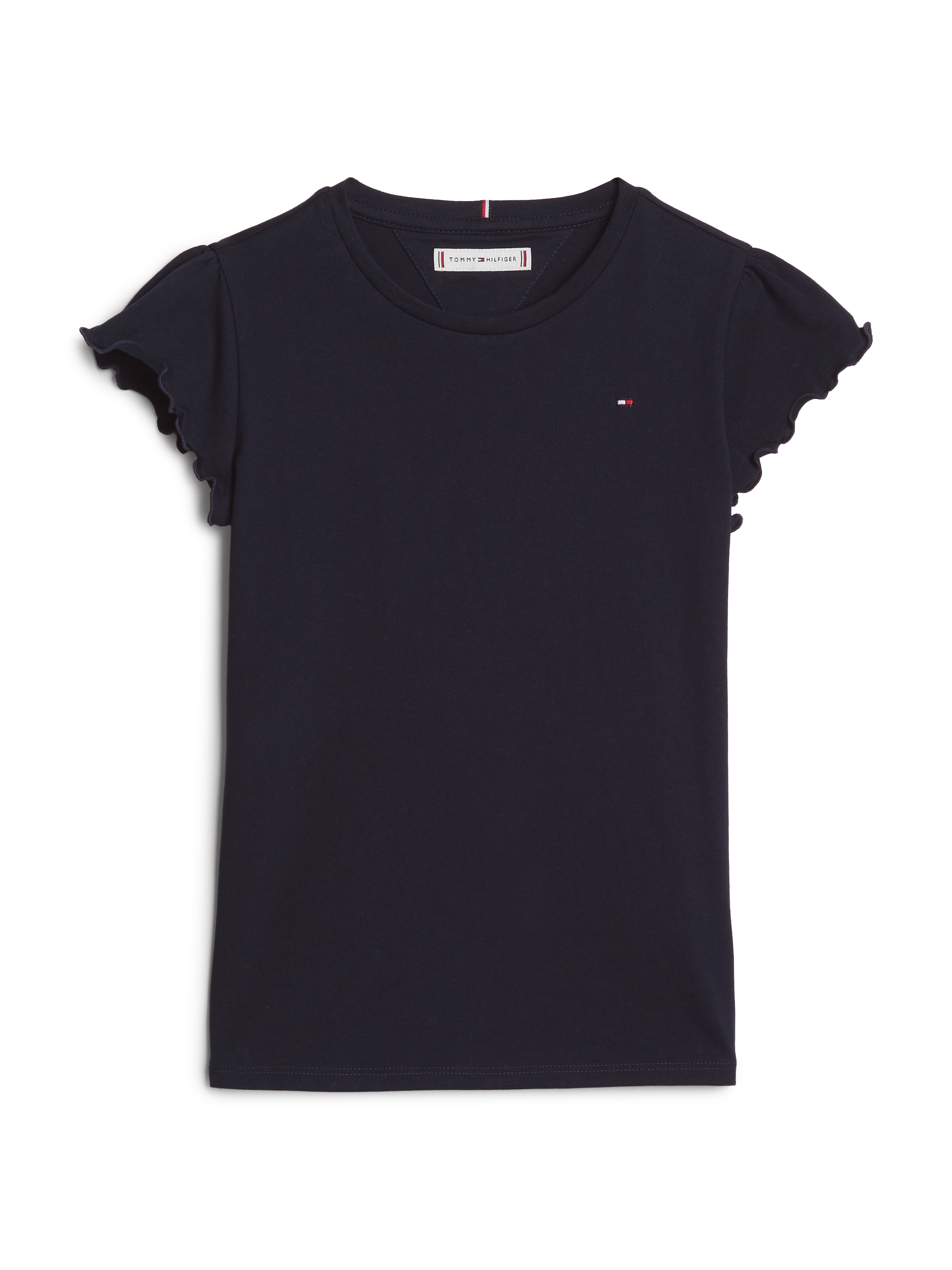 Tommy Hilfiger T-Shirt »ESSENTIAL RUFFLE SLEEVE TOP«, mit gewelltem Ärmelabschluss