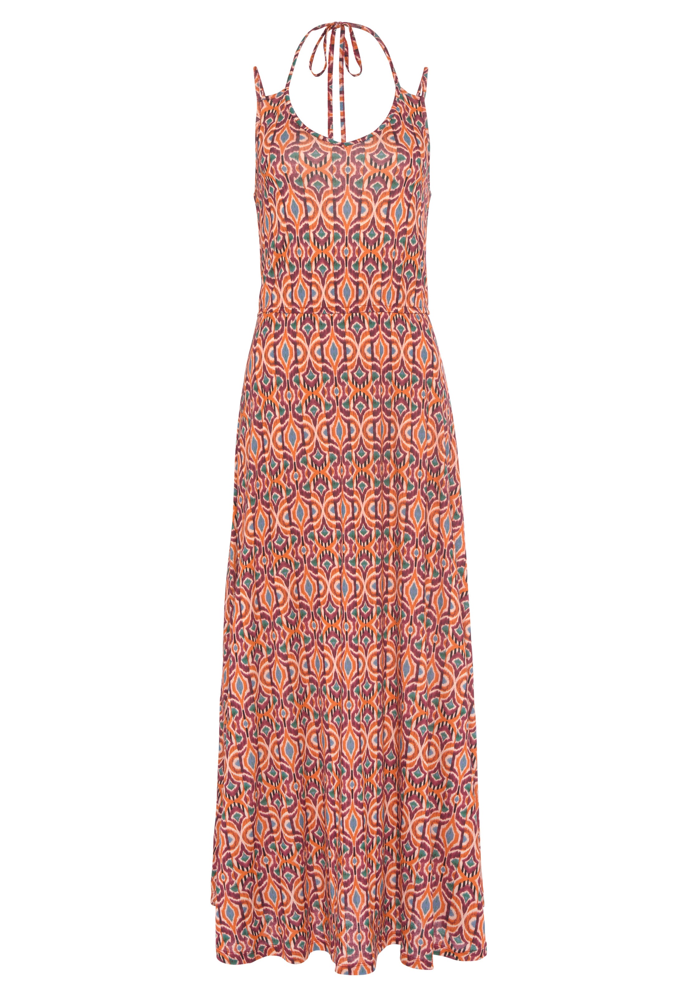 LASCANA Maxikleid "mit Ethnoprint und verstellbaren Trägern" Ohne Taschen Luftiges Sommerkleid, Strandkleid, langes Jerseykleid, Festival