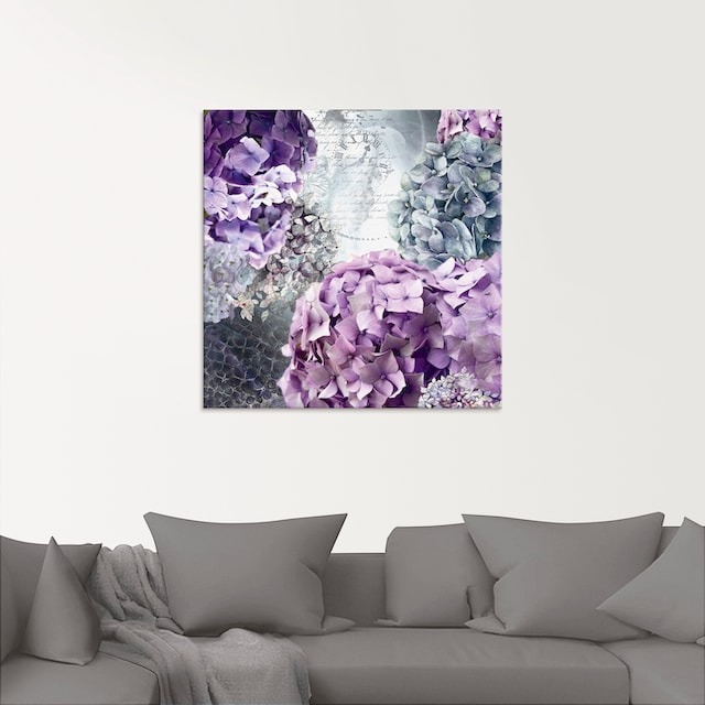 Artland Glasbild »Blau und Grau Hortensie«, Blumen, (1 St.), in  verschiedenen Grössen online shoppen | Jelmoli-Versand