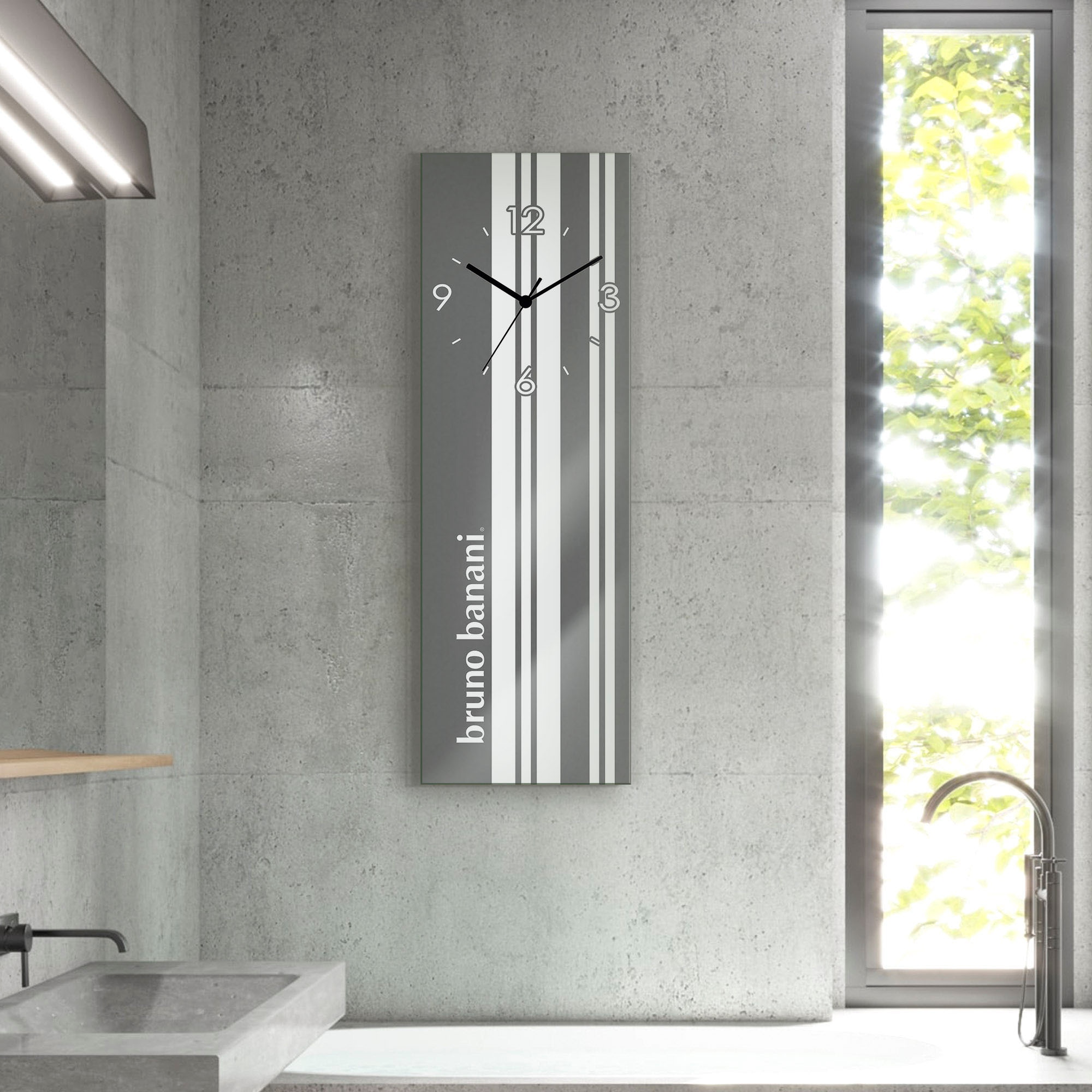 Bruno Banani Wanduhr »Stripes auf Glas«, analog, 20 cm