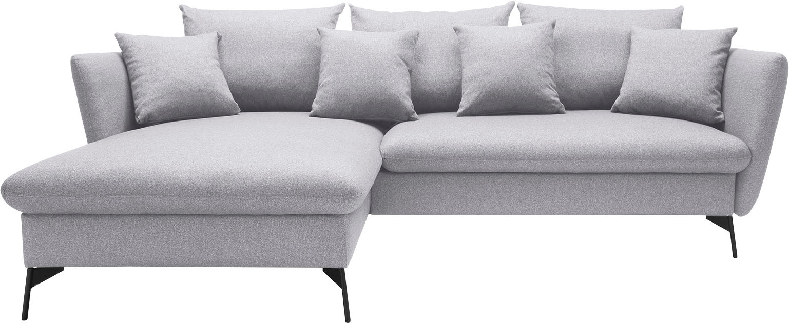 andas Ecksofa »LIVORNO,258 cm, L-Form,«, Schlaffunktion u. Bettkasten (139/224cm), Samt, Struktur, Webstoff