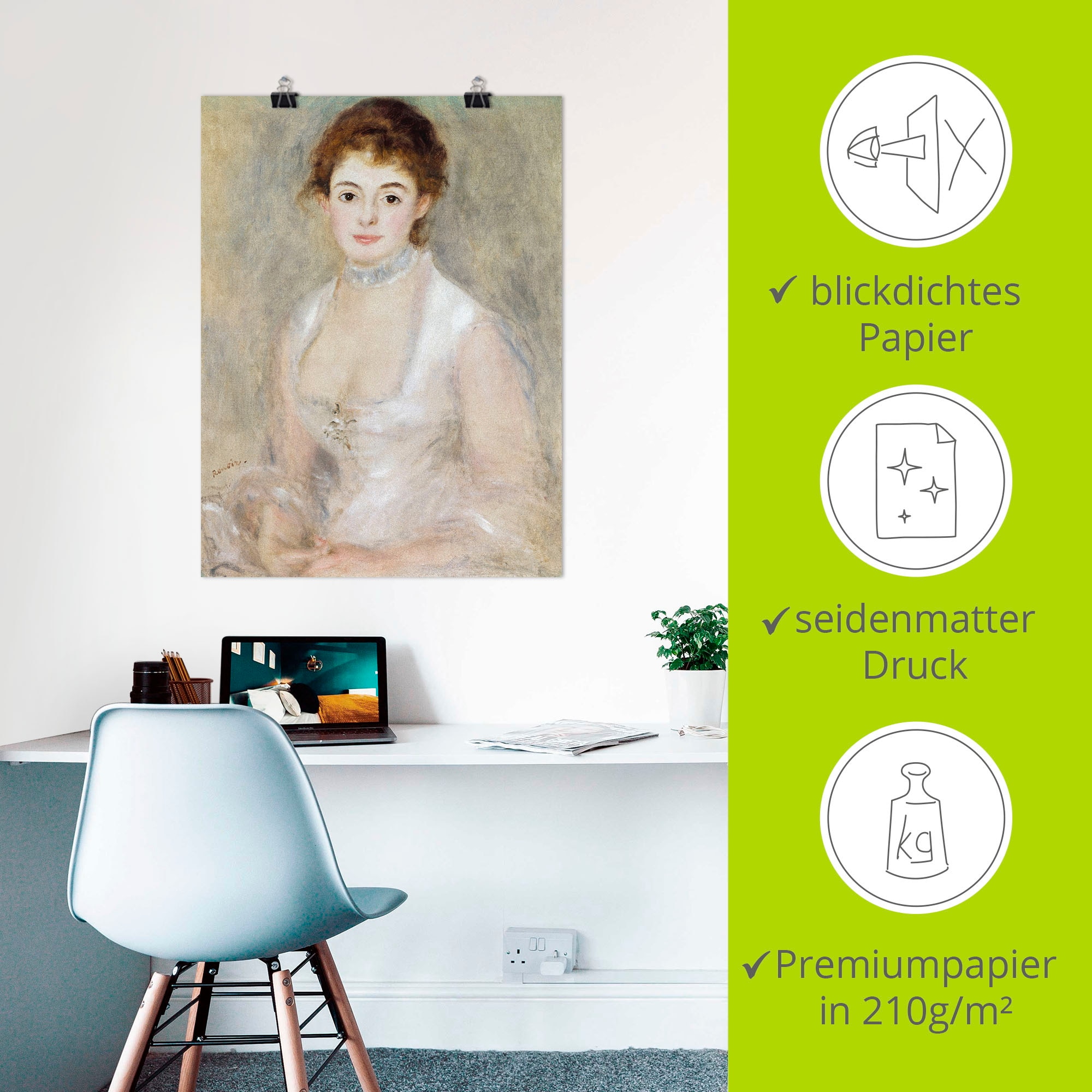 Artland Kunstdruck »Bildnis der Madame Heriot.«, Frau, (1 St.), als Leinwandbild, Wandaufkleber oder Poster in versch. Grössen