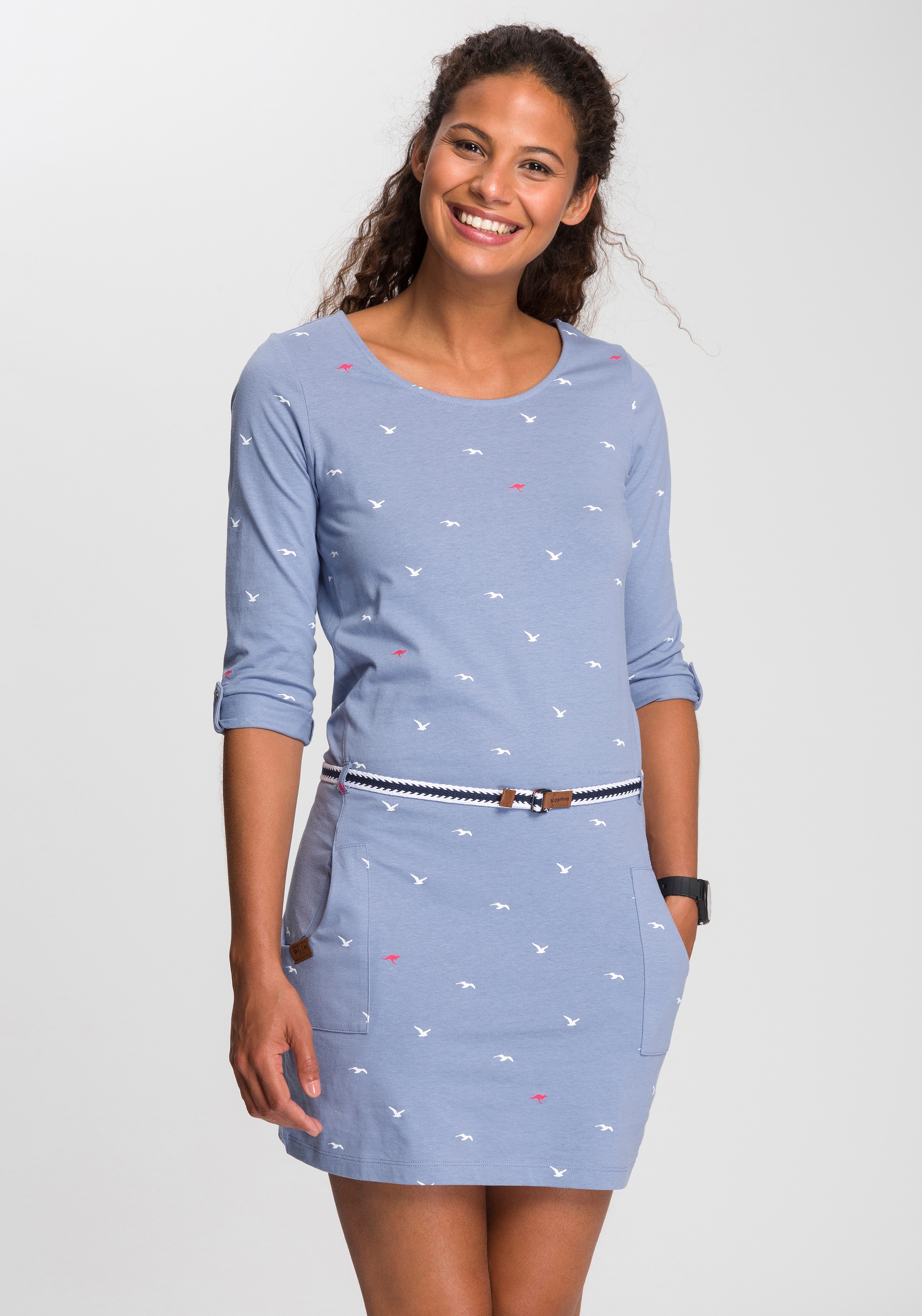 KangaROOS Jerseykleid, (Set, mit abnehmbarem sommerlichen Print im shoppen Gürtel), Jelmoli-Versand | online