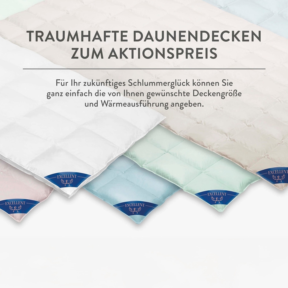 Excellent Daunenbettdecke »Überraschungsbox«, warm, Füllung 90% Daunen, 10% Federn, Bezug Baumwolle, (1 St.), absoluter Sonderpreis, wegen Lagerräumung, Solange der Vorrat reicht