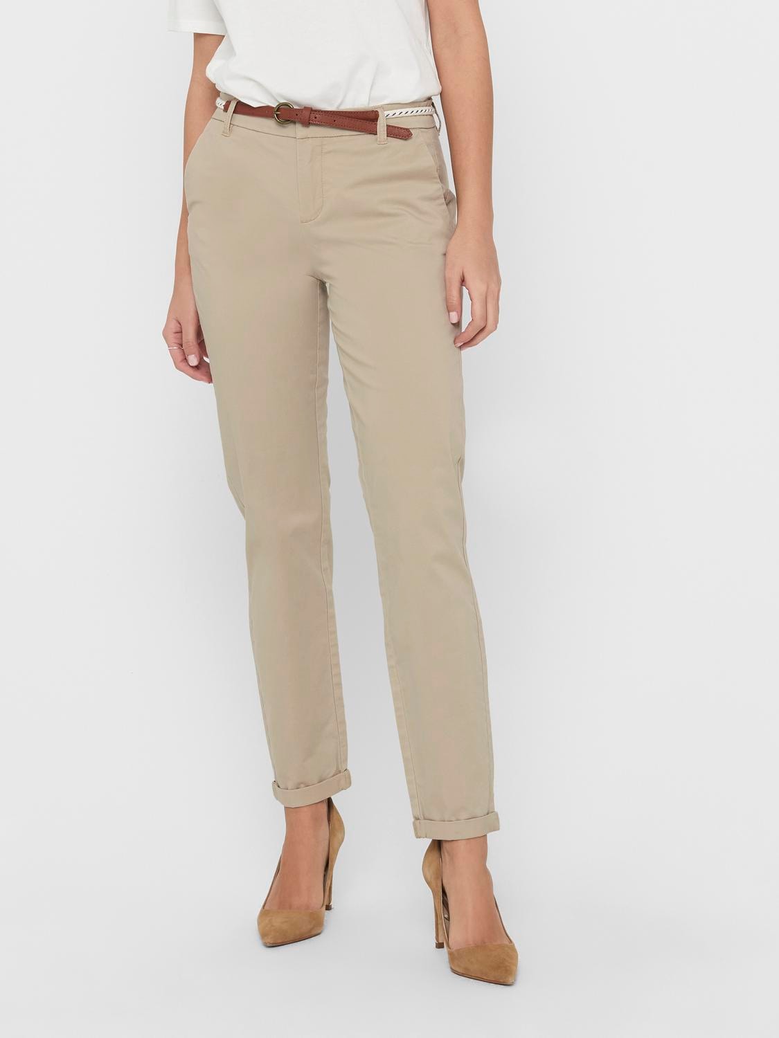 ONLY Chinohose »ONLBIANA COTTON BELT CHINO CC PNT«, knöchellange Form mit Umschlagsaum