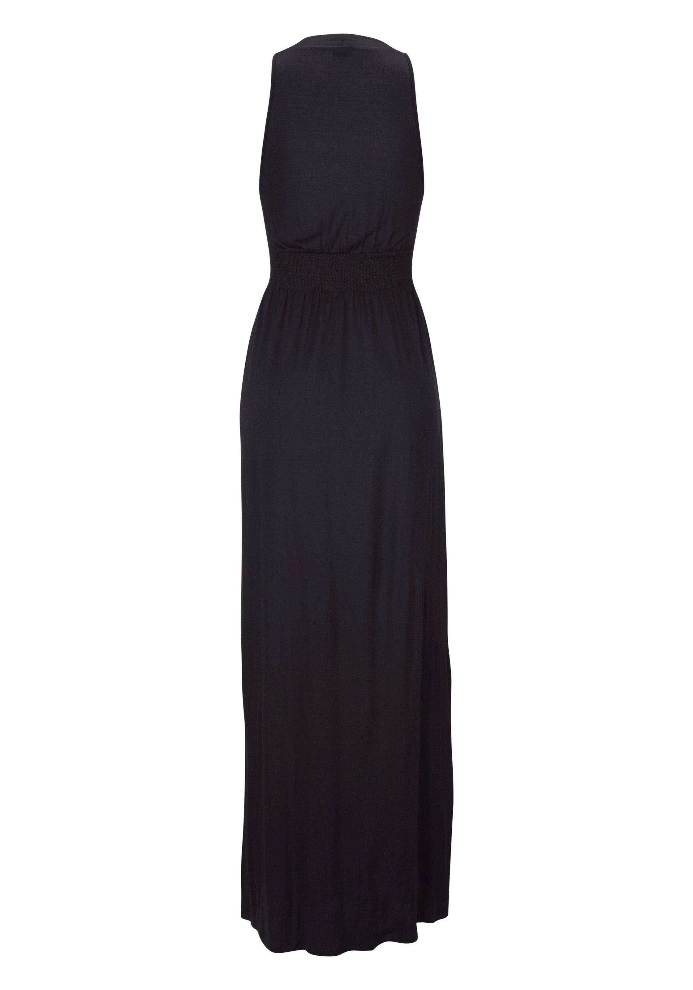 LASCANA Maxikleid, mit verstellbarem Ausschnitt und gesmokter Taille, Sommerkleid, Basic