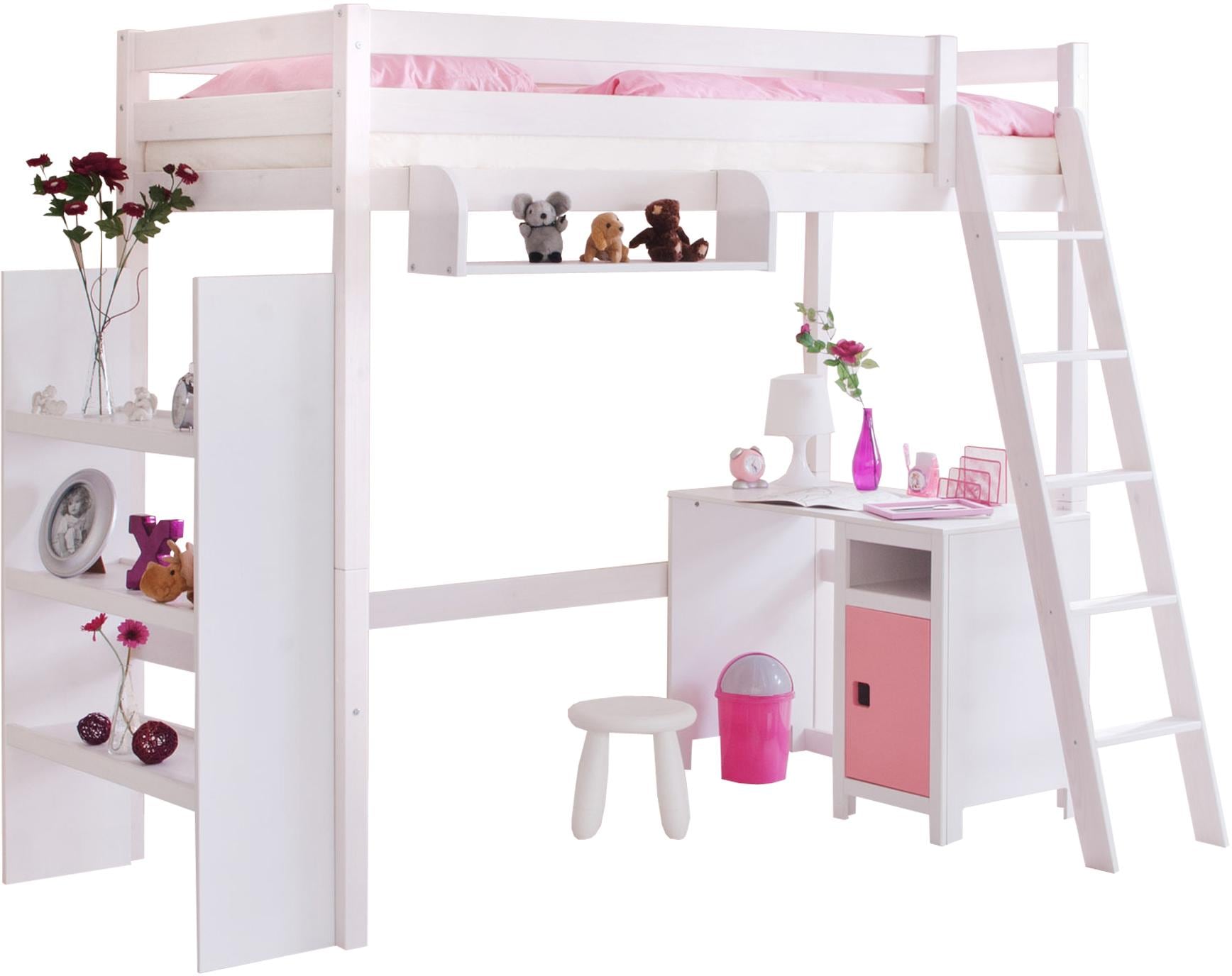Ticaa Hochbett mit Rollrost in 2 Breiten, Kiefer
