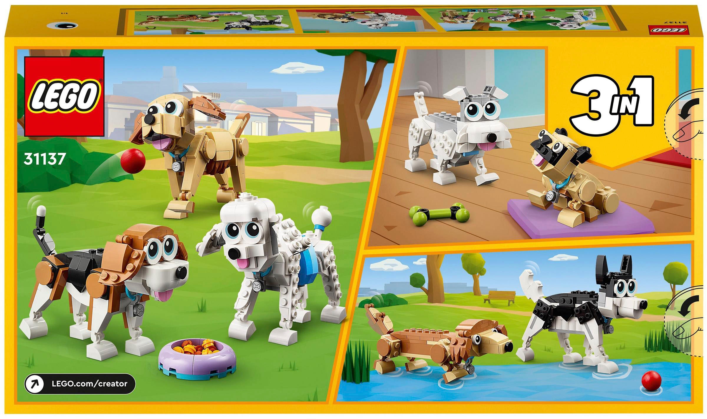 LEGO® Konstruktionsspielsteine »Niedliche Hunde (31137), LEGO® Creator 3in1«, (475 St.)