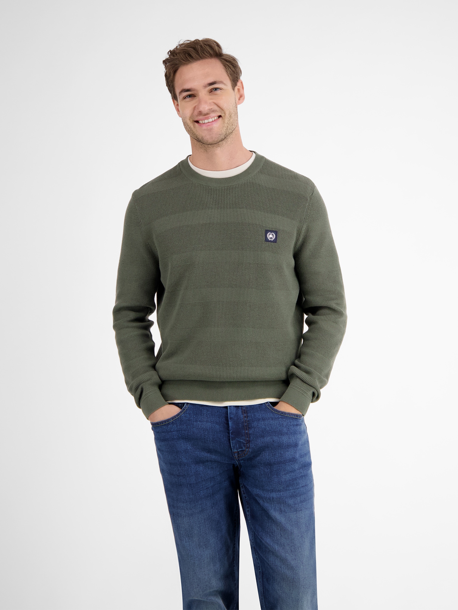 LERROS Strickpullover mit Logo Stickerei