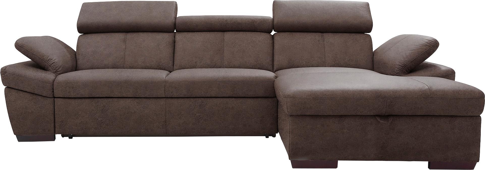 exxpo - sofa fashion Ecksofa "Salerno, Funktionssofa, Breite 280cm, hoher Sitzkomfort, L-Form" inkl. Kopf- und Armteilverstellung, wahlweise mit Bettfunktion