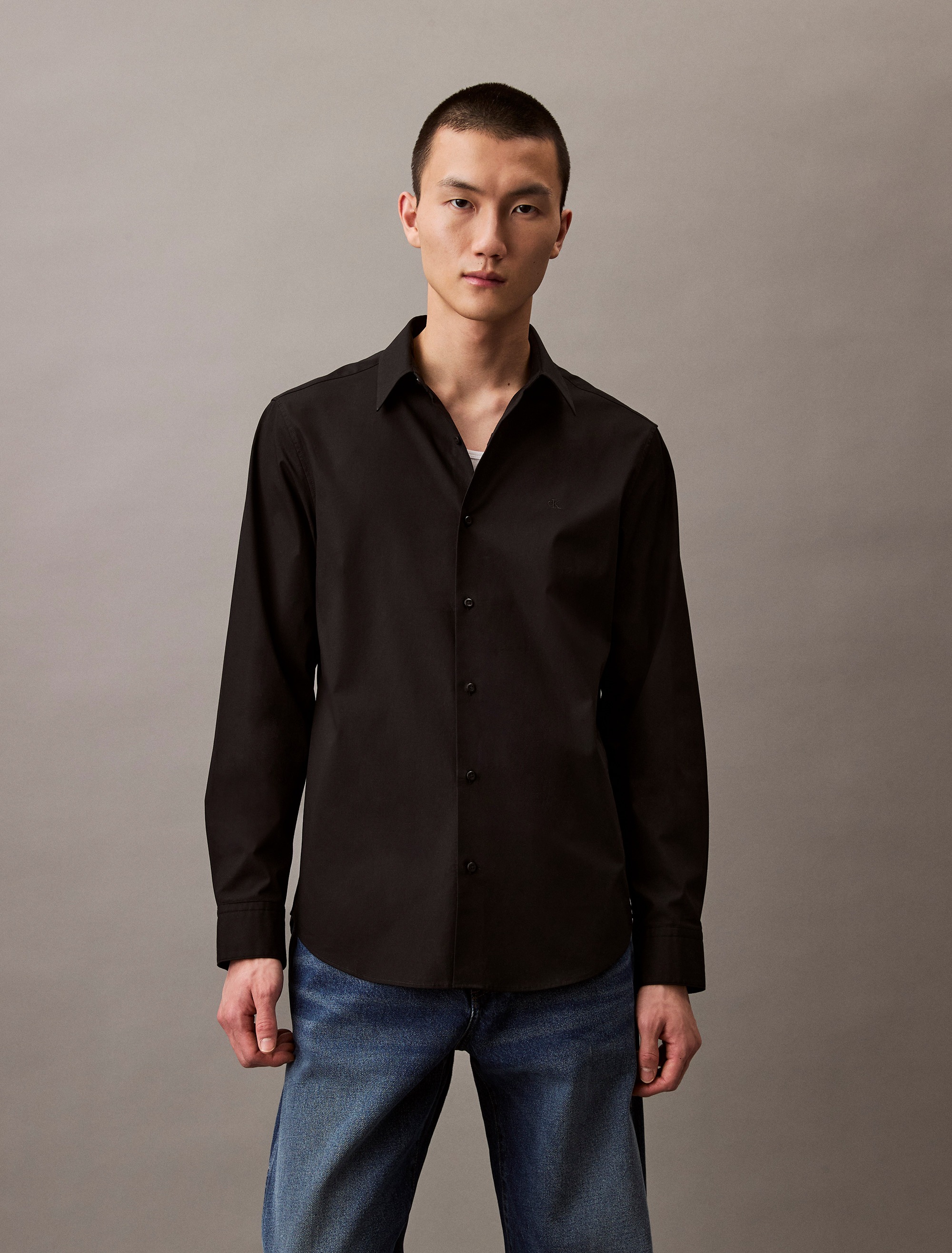Calvin Klein Businesshemd »LS SOLID STRETCH CLASSIC SHIRT« mit Kentkragen