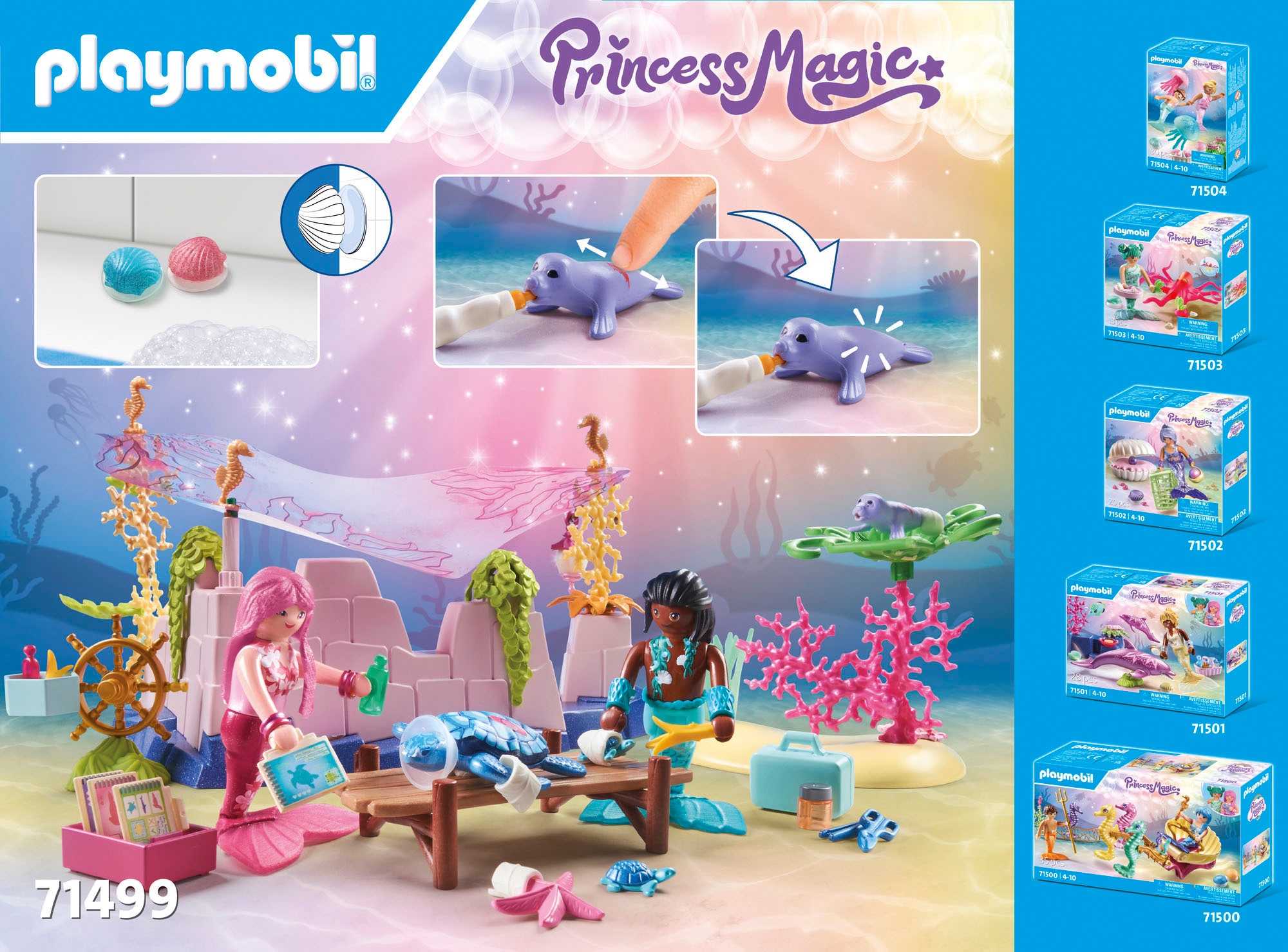 Playmobil® Konstruktions-Spielset »Unterwasser-Tierpflege der Meeresbewohner (71499)«, (114 St.), Playmobil Princess Magic; Made in Germany