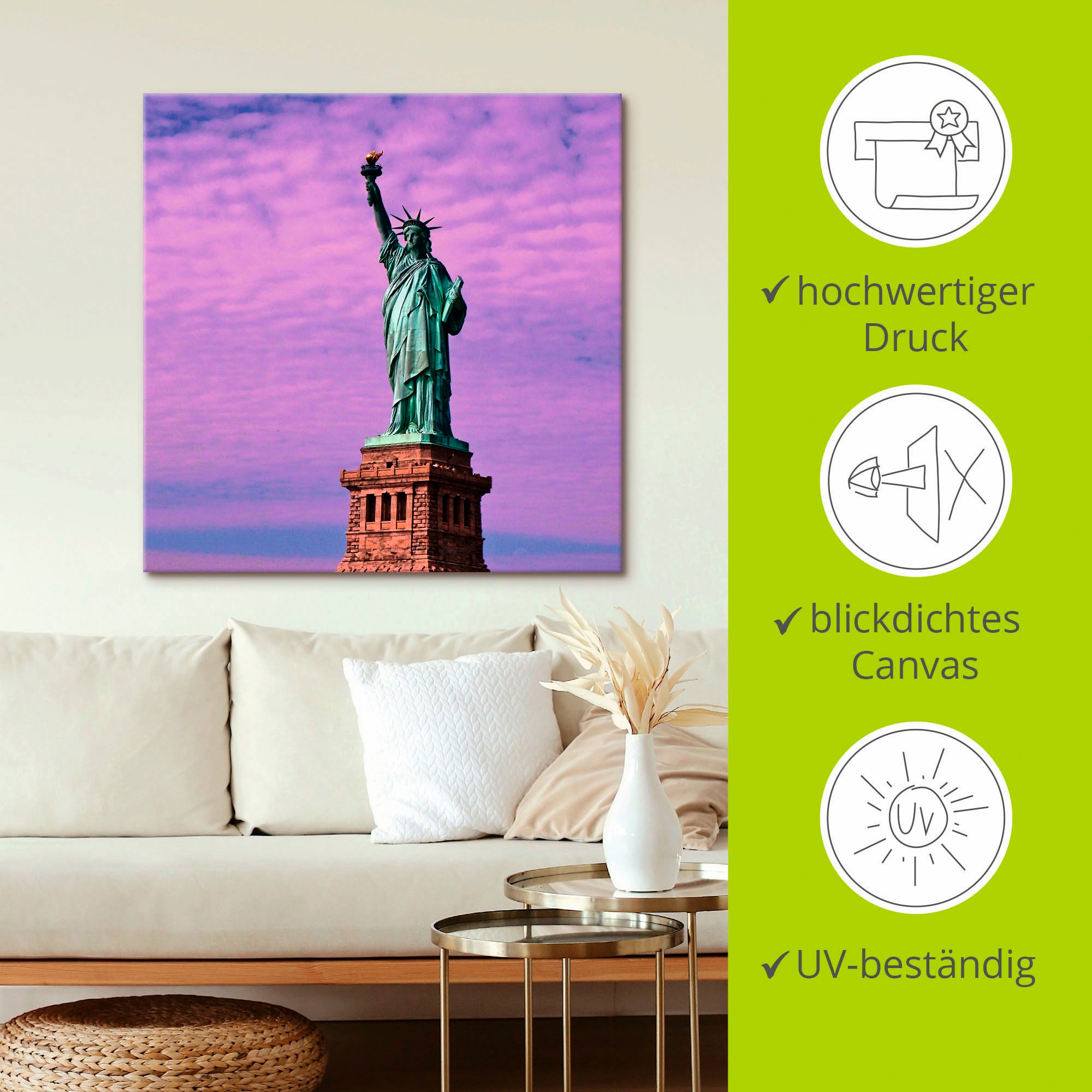 Artland Wandbild »Freiheitsstatue«, Amerika, (1 St.), als Leinwandbild, Poster in verschied. Grössen