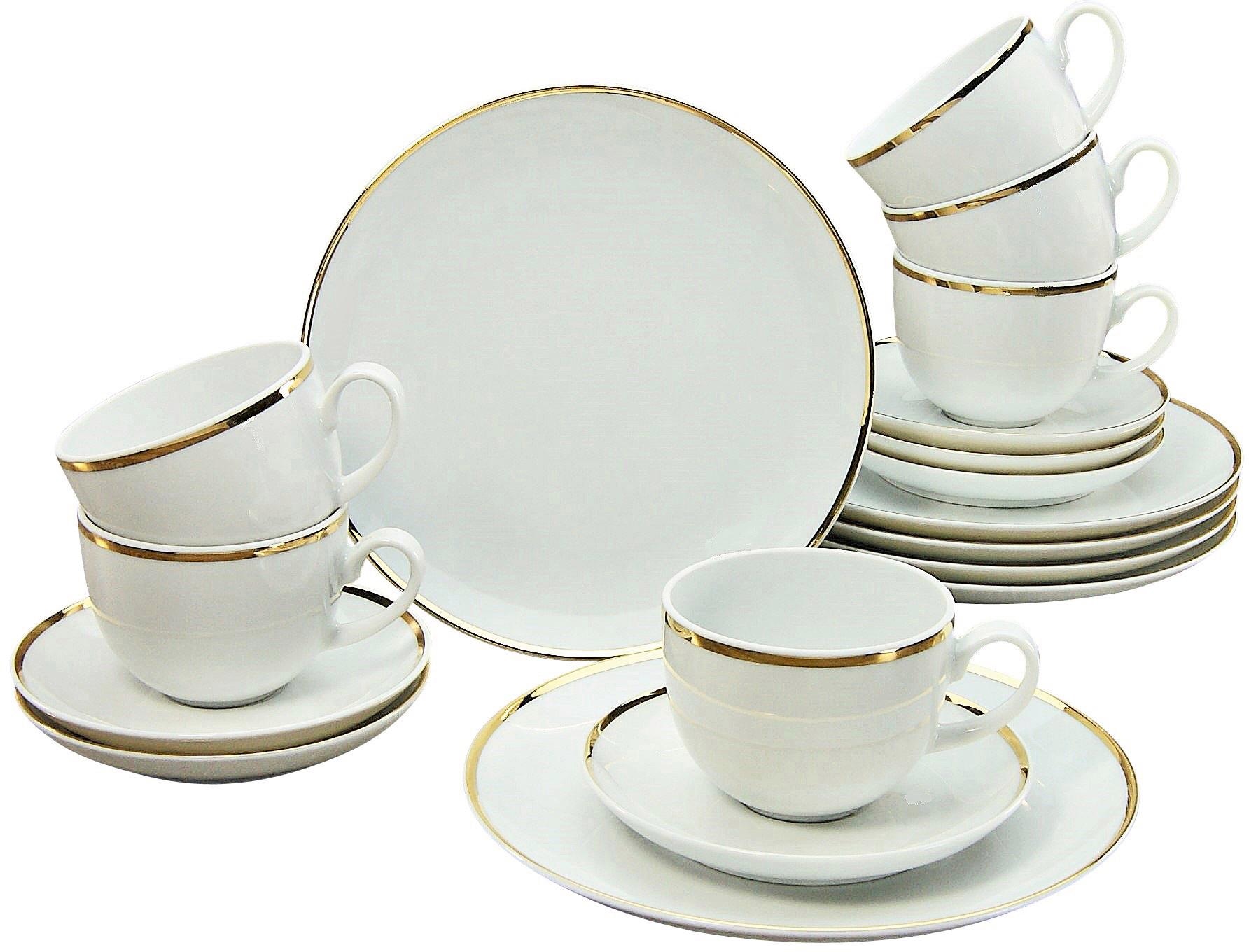 Guido Maria Kretschmer Home&Living Kaffeeservice »GMK Geschirr-Set Godi«, (Set, 18 tlg., Kaffeegeschirr für 6 Personen), Service, handbemalter Rand, 18 Teile, für 6 Personen