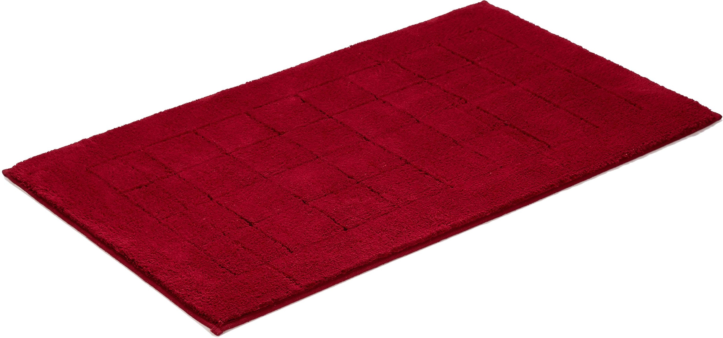 Vossen Badematte »Exclusive«, rutschhemmend beschichtet, fussbodenheizungsgeeignet, Badteppich, Uni-Farben, Karo Muster, Hoch-Tief Effekt, reine Baumwolle