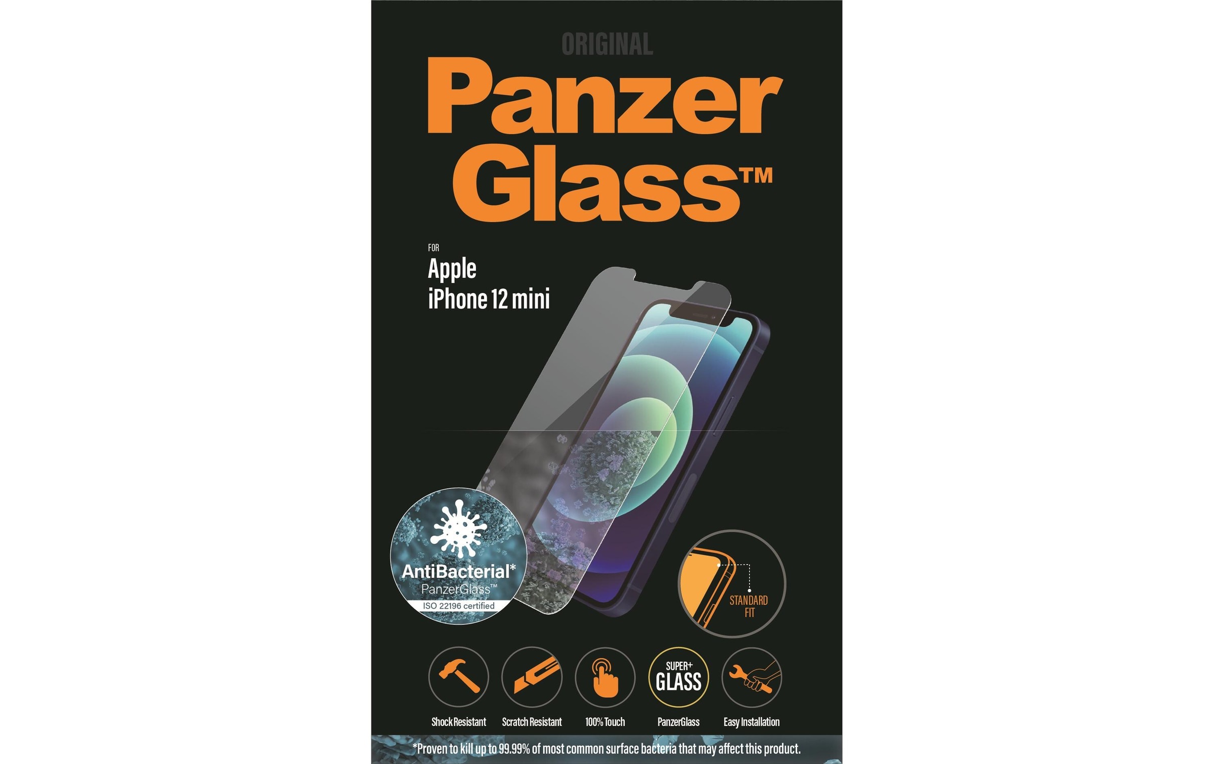 PanzerGlass Displayschutzglas »Displayschutz Standard«, für iPhone 12 mini, Nicht 100% bis an den Rand deckend